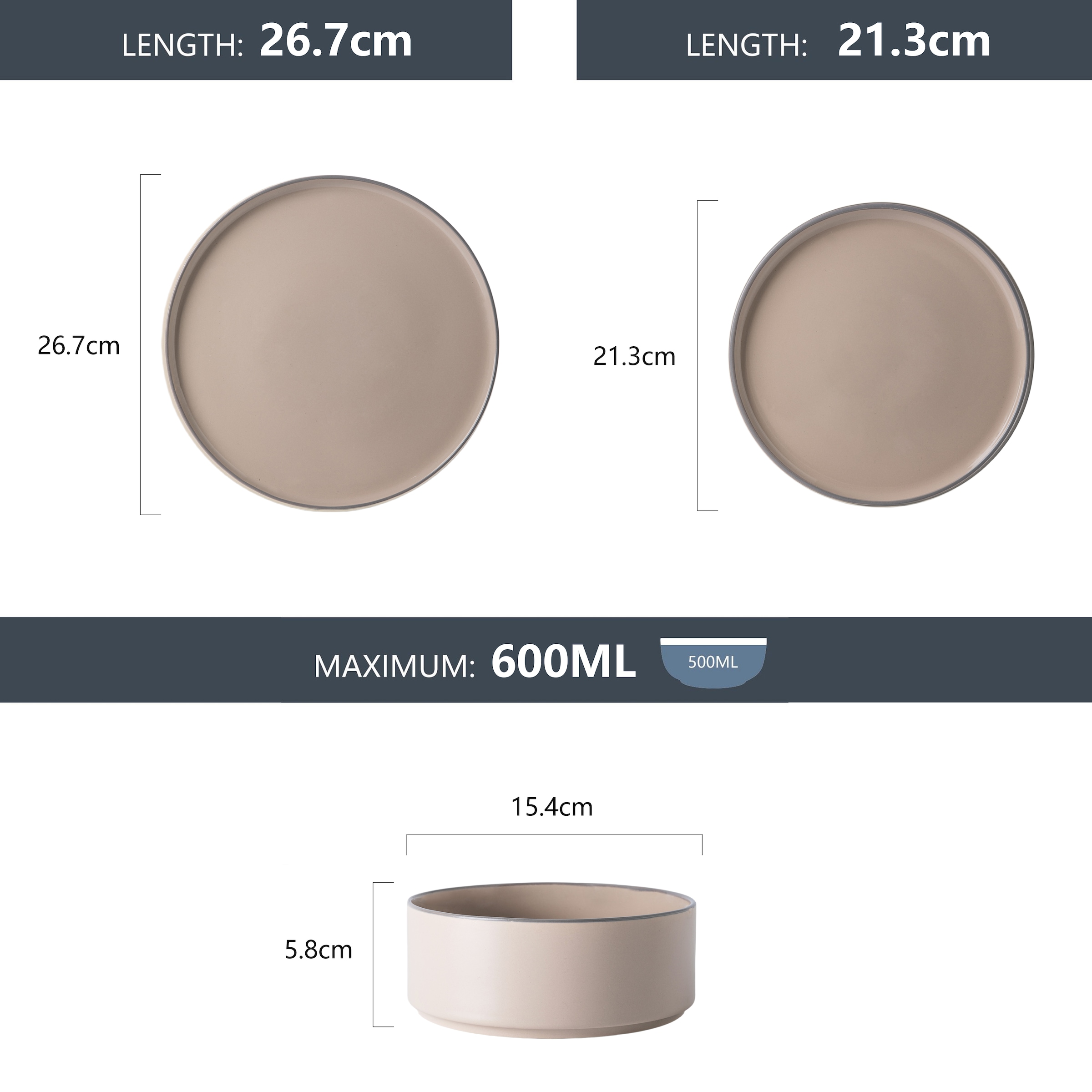 OTTO home Geschirr-Set »Ylvii, außen matt, innen glänzend« spülmaschinenfest und mikrowellengeeignet