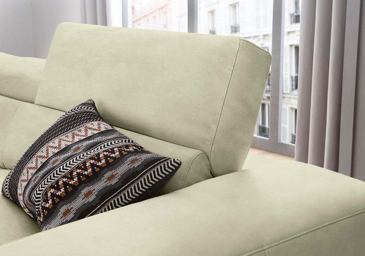 W.SCHILLIG Ecksofa »piedroo, Designsofa mit tollem Sitzkomfort, L-Form«, Kopfteilverstellung, wahlweise mit Sitztiefenverstellung, Breite 303cm