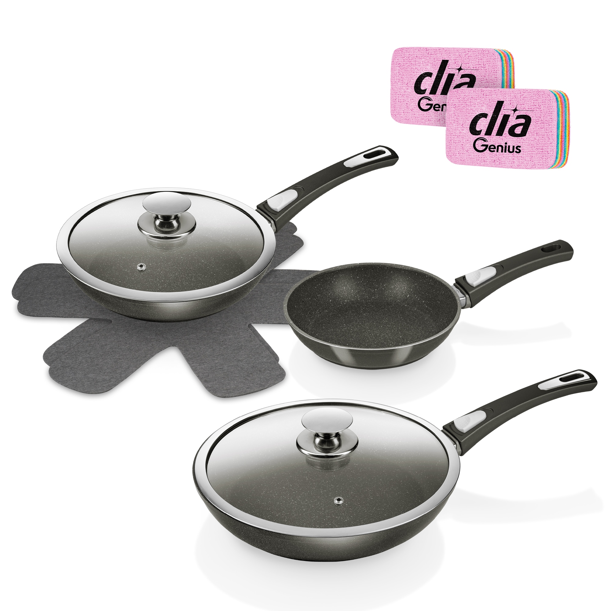 Genius Pfannen-Set "Bonafit Ø 20, 24, 28 cm, inkl. Rainbow Schwämme, Set 9- günstig online kaufen