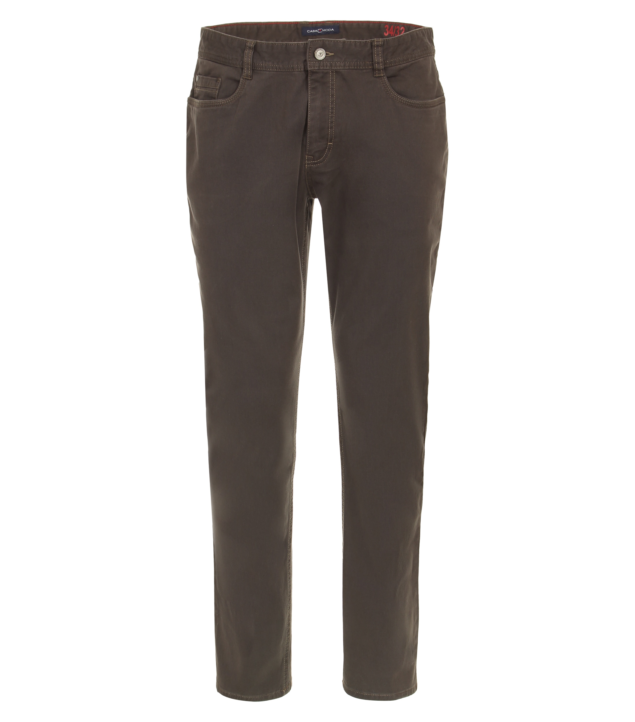 Chinohose CASAMODA "CASAMODA Chinohose uni", Herren, Gr. 38/32, Länge 32, braun, 98% Baumwolle, 2% Elasthan, Hosen Chinohose
