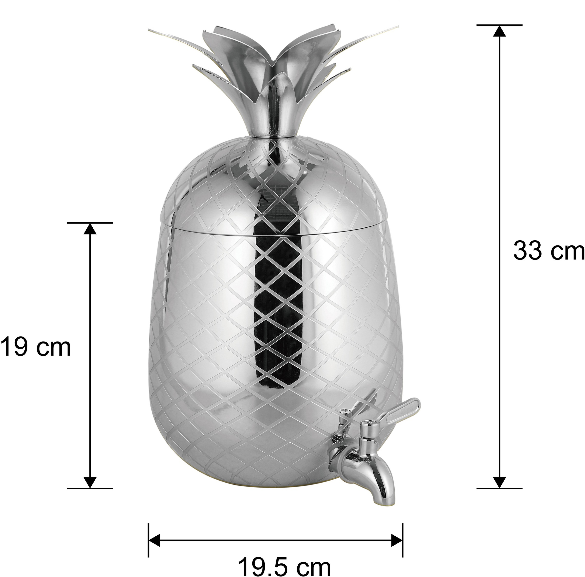 ECHTWERK Getränkespender »Ananas/ Pineapple«, mit Zapfhahn aus hochwertigem Edelstahl, 33 x 19,5 cm, 4,7 L