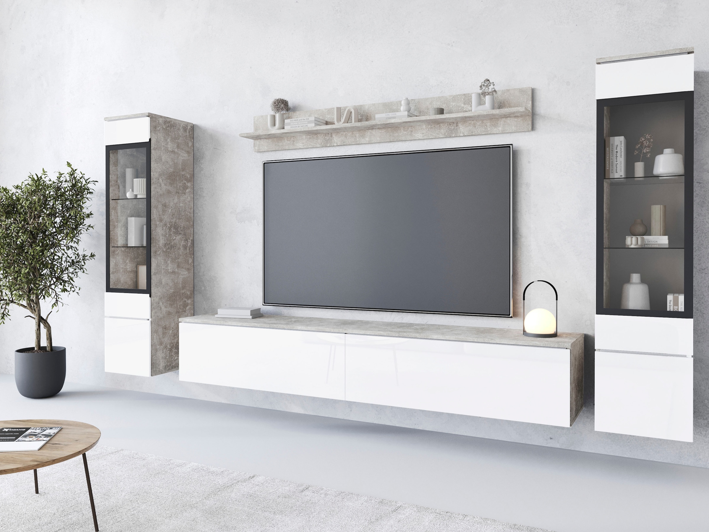 INOSIGN Wohnwand "VERA II" Komplett-Set, 4 Stk. tlg. Mediawand 260 cm, Vitr günstig online kaufen