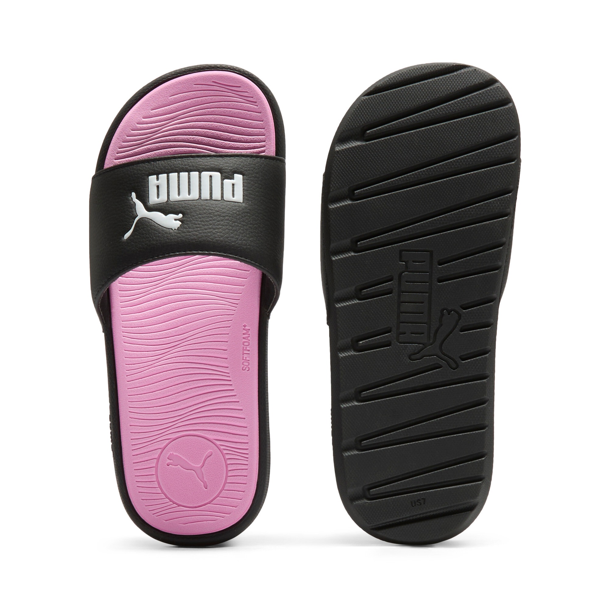 Badesandale PUMA "COOL CAT 2.0 WNS", Damen, Gr. 40,5, weiß (puma schwarz, puma weiß, pale pink), Synthetik, unifarben, Schuhe, ohne Verschluss, leicht profilierte Laufsohle, aus Synthetik 3