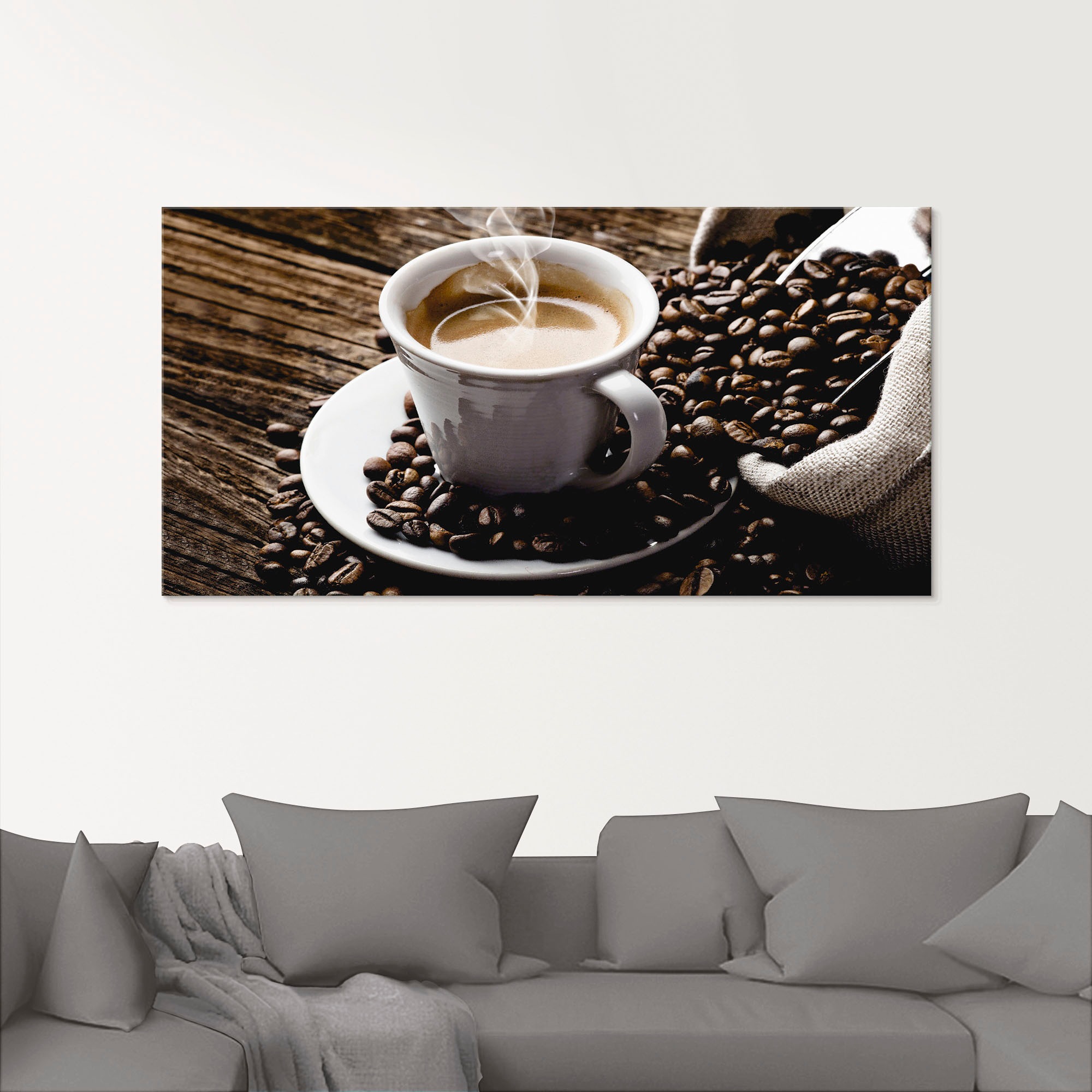 Artland Glasbild "Heißer Kaffee - dampfender Kaffee" Getränke 1 Stk. tlg. günstig online kaufen