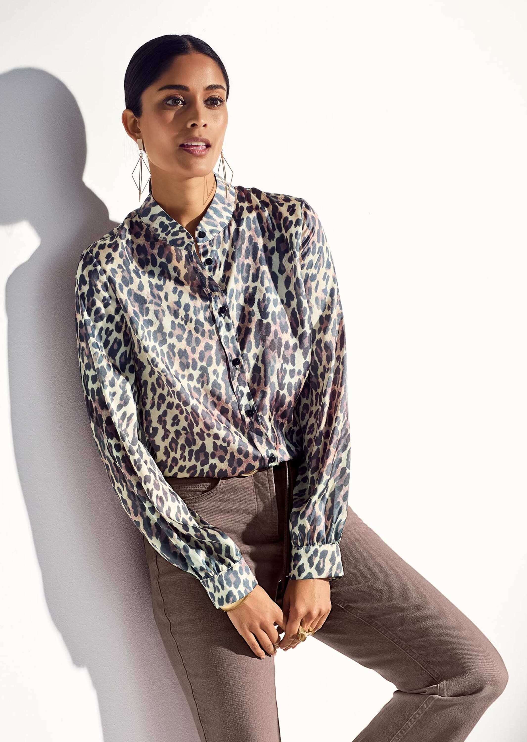 MADELEINE Langarmbluse »Bluse Viskosebluse mit Leopardenmuster«