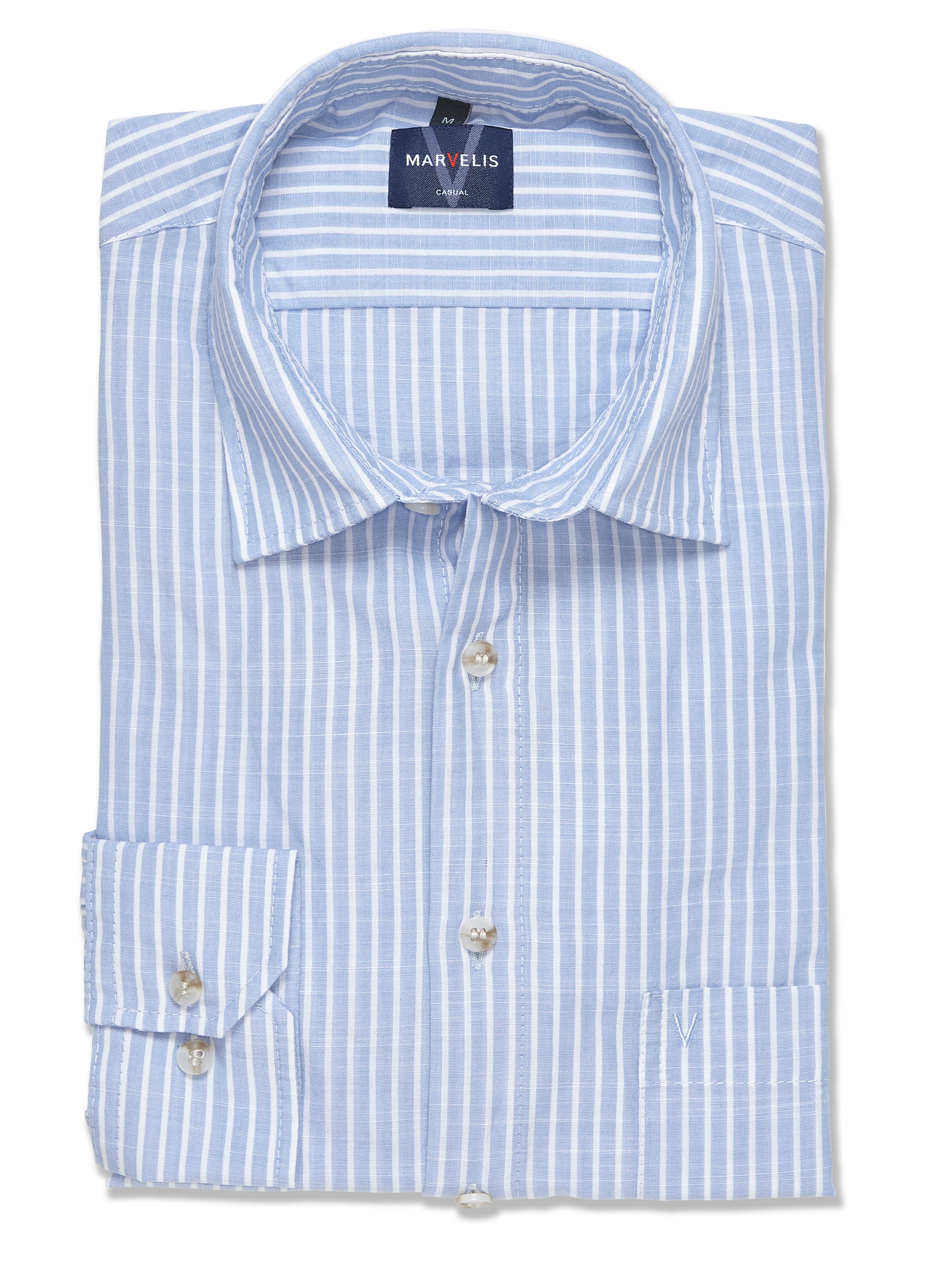 MARVELIS Langarmhemd im Streifen-Look, Businesshemd, Kentkragen günstig online kaufen