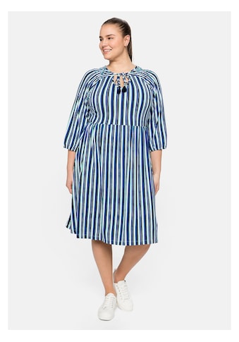 Sheego Jerseykleid »Große Größen«, mit Streifen, Bindeband am Ausschnitt kaufen