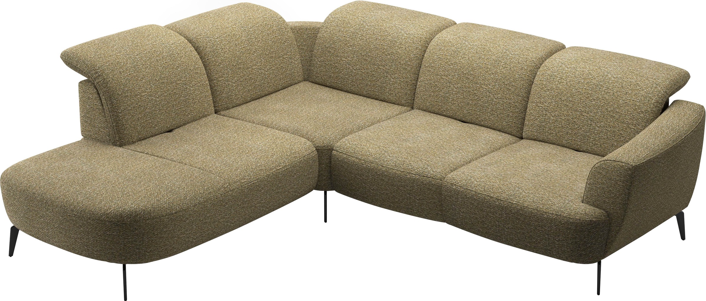 Ecksofa SIT & MORE "Zoe", grün (olive), B:300cm H:87cm T:267cm, 100% Polyester, Sofas, Ecksofa, ink.Sitztiefenverstellung, wahlweise mit Kopfteilverstellung 2