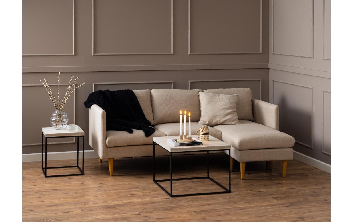 AC Design Couchtisch »Barossa Wohnzimmertisch, Beistelltisch, Quadratisch, Sofatisch,« Steinoptik, schwarze Stahlbeine, in weiteren Variationen, B: 40 cm