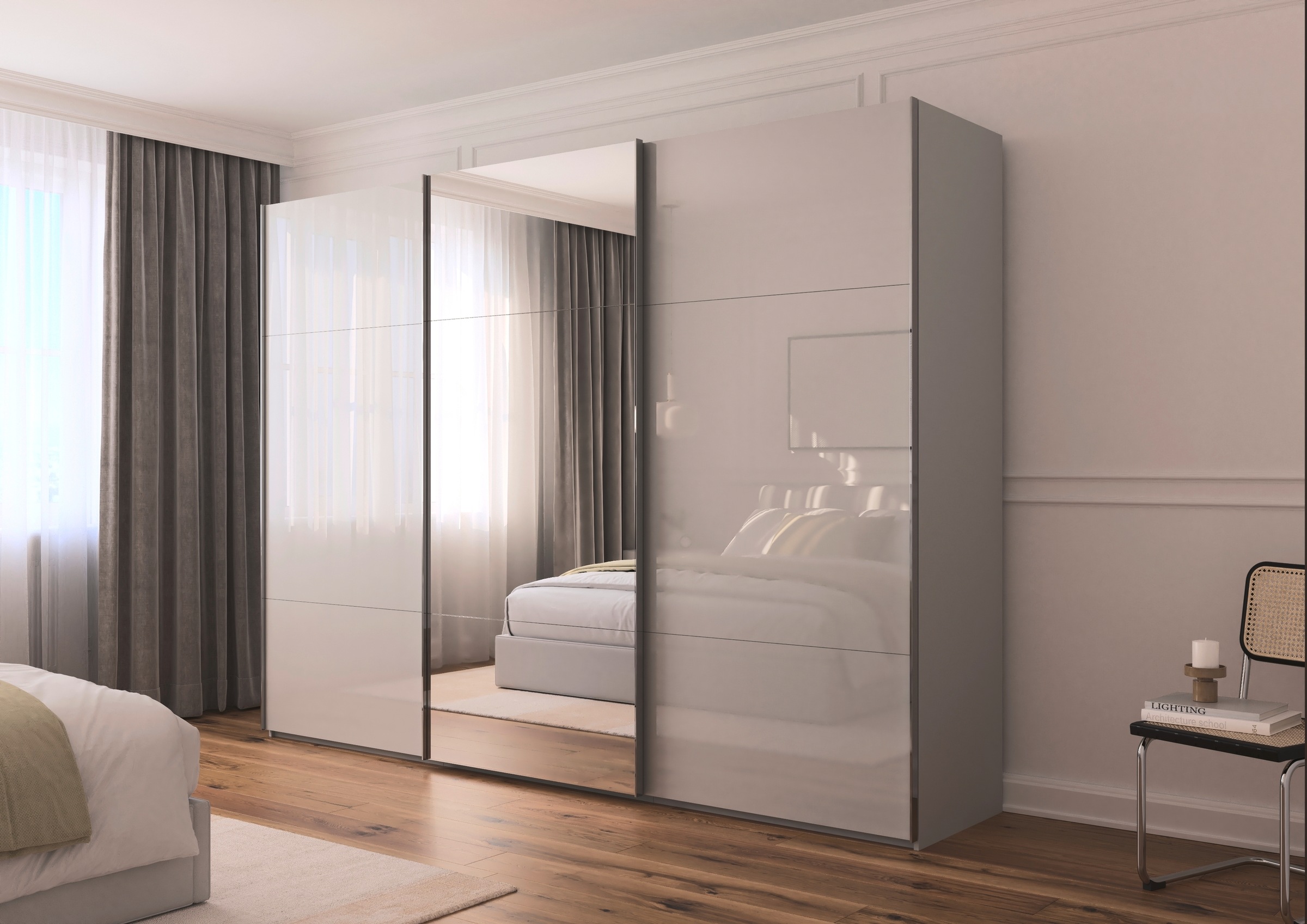 rauch Schwebetürenschrank »Kleiderschrank Schrank Garderobe Schlafzimmerschrank CONTIDO«, (in 3 verschiedenen Ausstattungen BASIC/CLASSIC/PREMIUM), aus hochwertigem Material in 6 Breiten 2 Griff-Farben MADE IN GERMANY