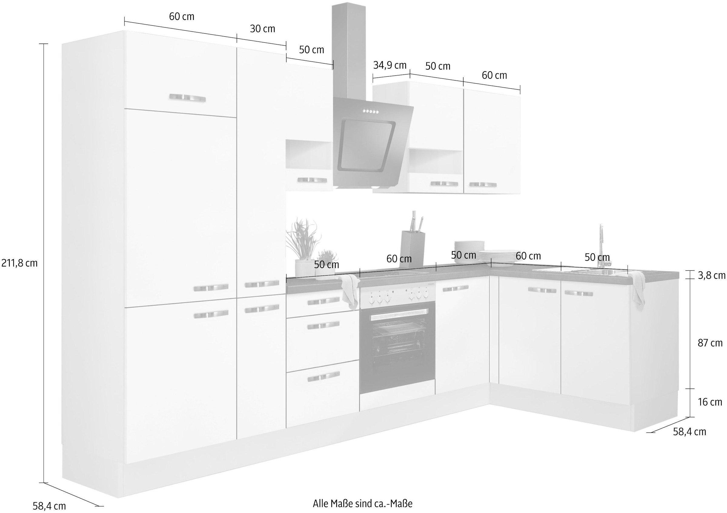 OPTIFIT Winkelküche »Cara«, mit Vollauszügen und Soft-Close-Funktion, Stellbreite 315 x 175 cm