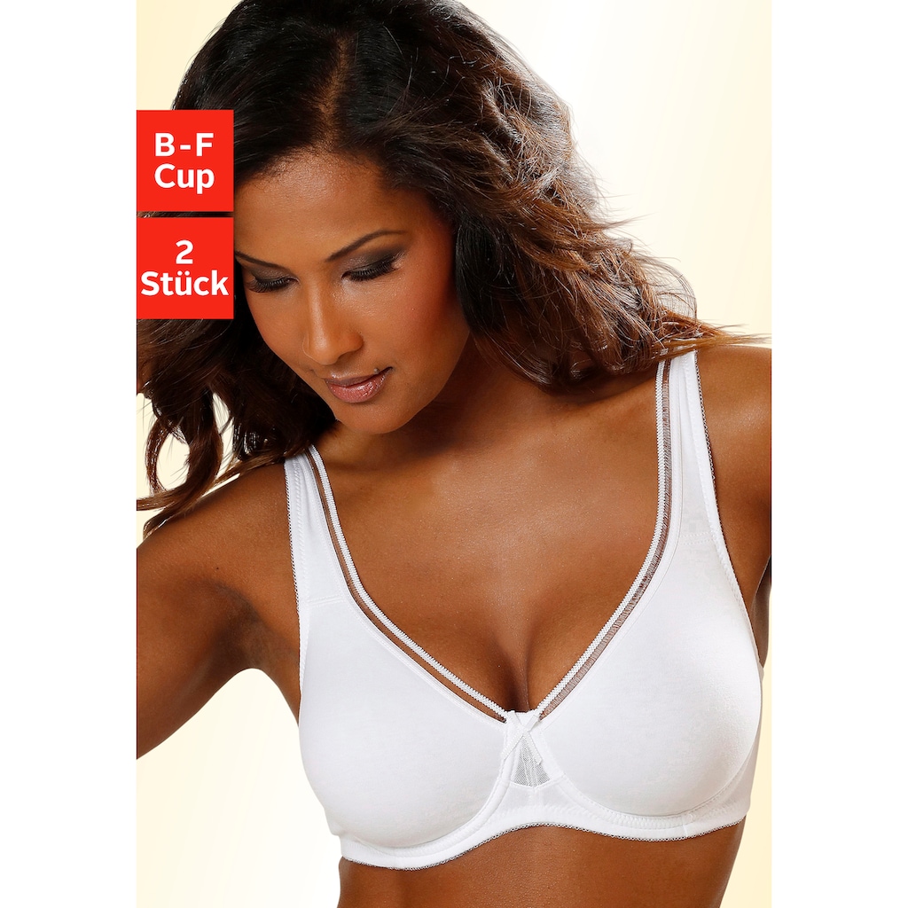 petite fleur Minimizer-BH, (Packung, 2 Stück), aus Baumwolle mit nahtlosen ungefütterten Cups, Basic Dessous