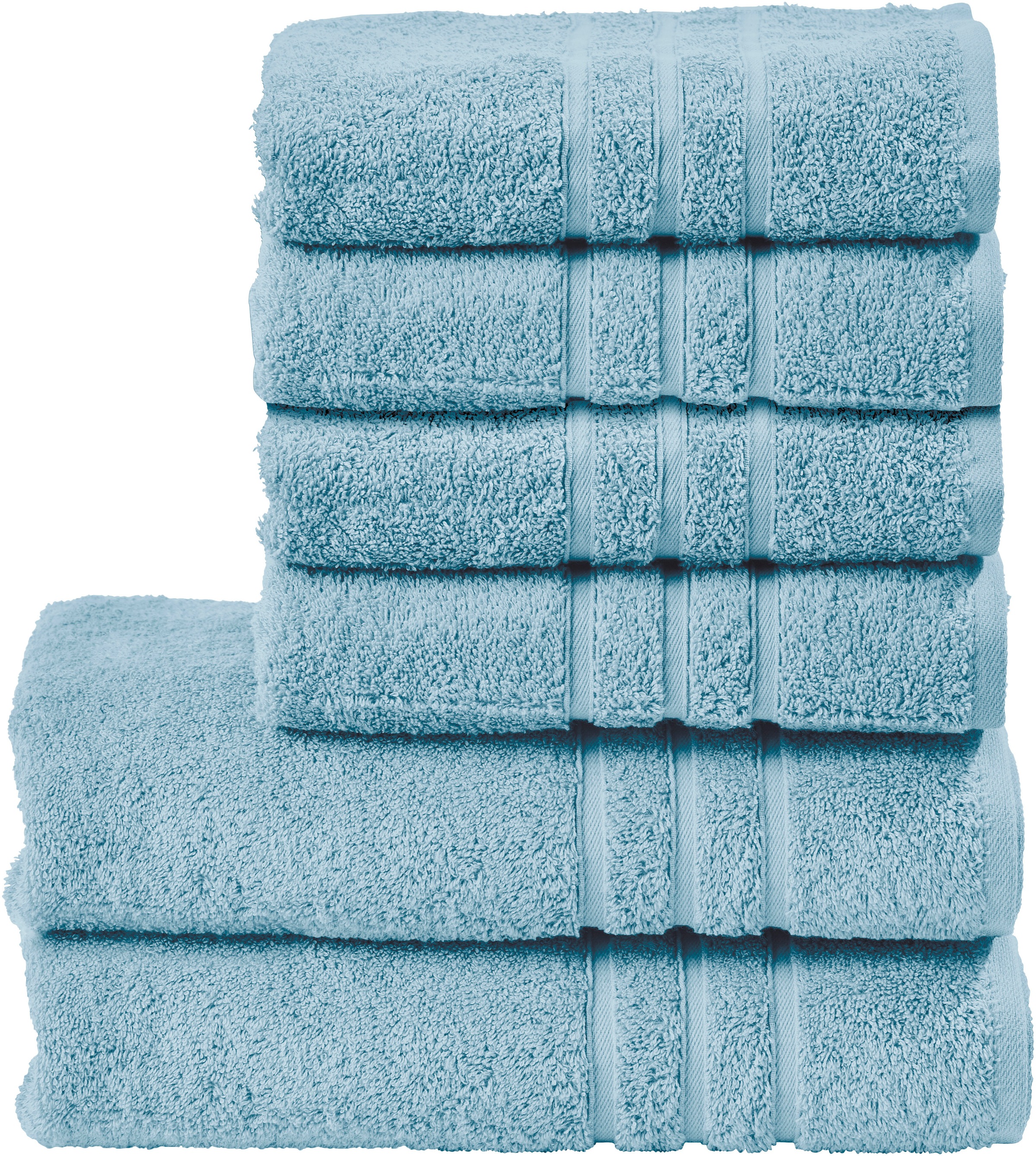 Handtuch Set DONE., blau, Walkfrottier, Obermaterial: 100% Baumwolle, Handtuch-Sets, "Daily Uni", saugfähiges Walkfrottier, in verschiedenen Set