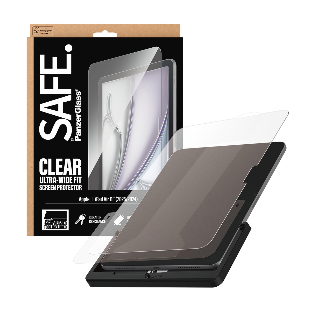 SAFE by PanzerGlass Displayschutzglas »Ultra-Wide Fit Screen Protector« für Apple iPad Air 11" (2025/2024) Displayschutzfolie, Schutzfolie, Bildschirmschutz, kratz- & stoßfest