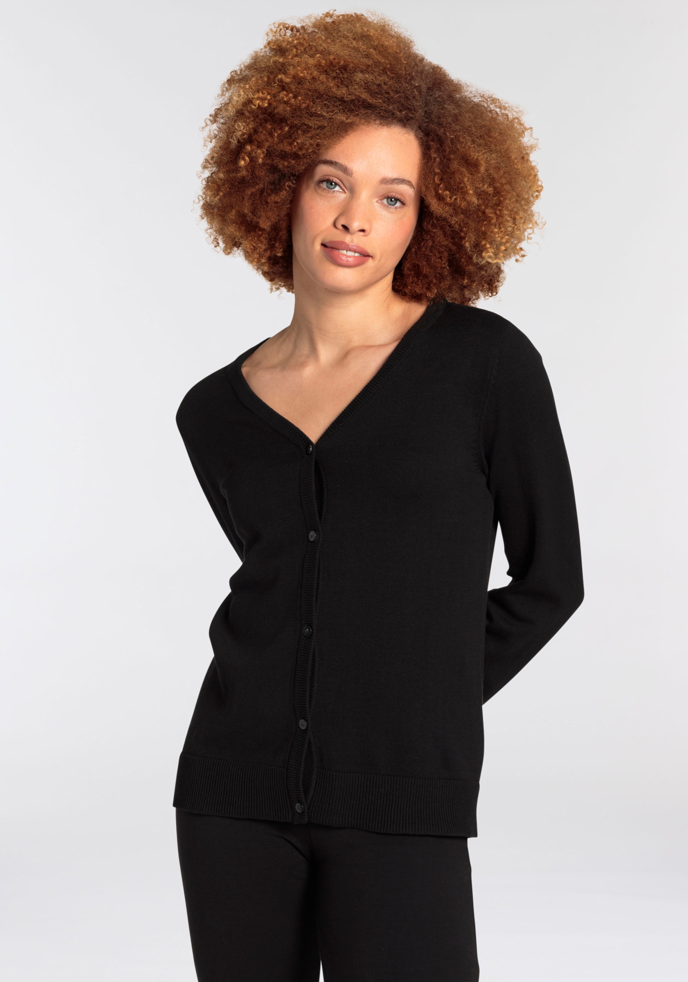 Flashlights Strickjacke, mit V-Ausschnitt und Knopfleiste günstig online kaufen