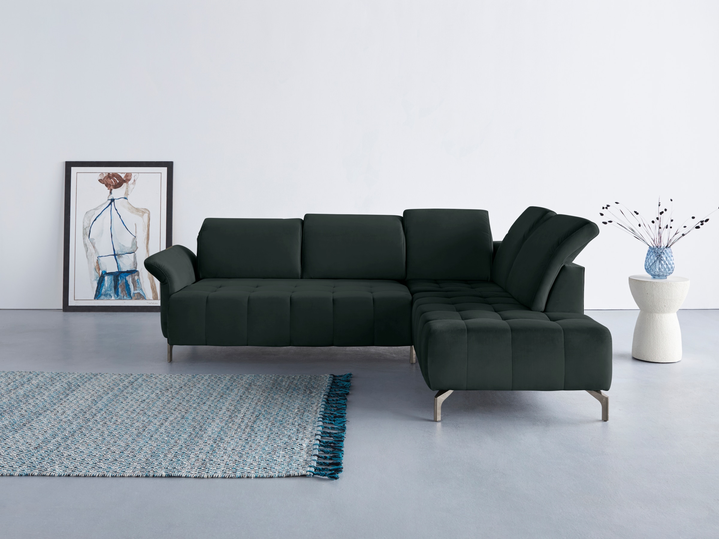 OTTO home Ecksofa "Fresh L-Form" Federkern, wahlweise Kopfteilverstellung und motorischer Vorziehsitz