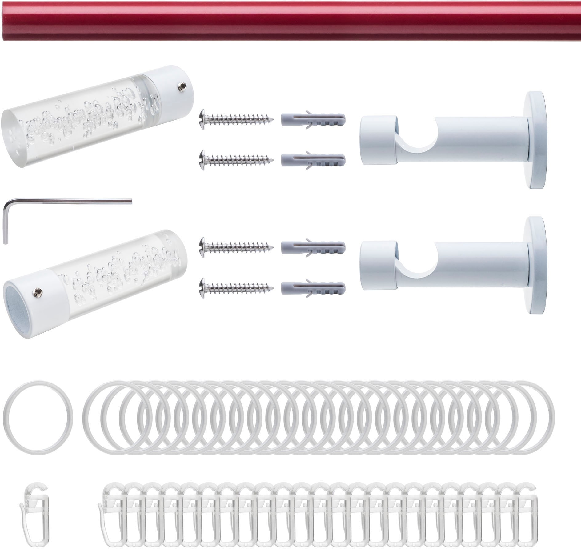 Liedeco Gardinenstange »Fertigstilgarnitur 20 mm Power Celebration Zylinder  Acryl«, 1 läufig-läufig, Fixmaß, Gardinenstange Komplett, Farbkombination |  BAUR