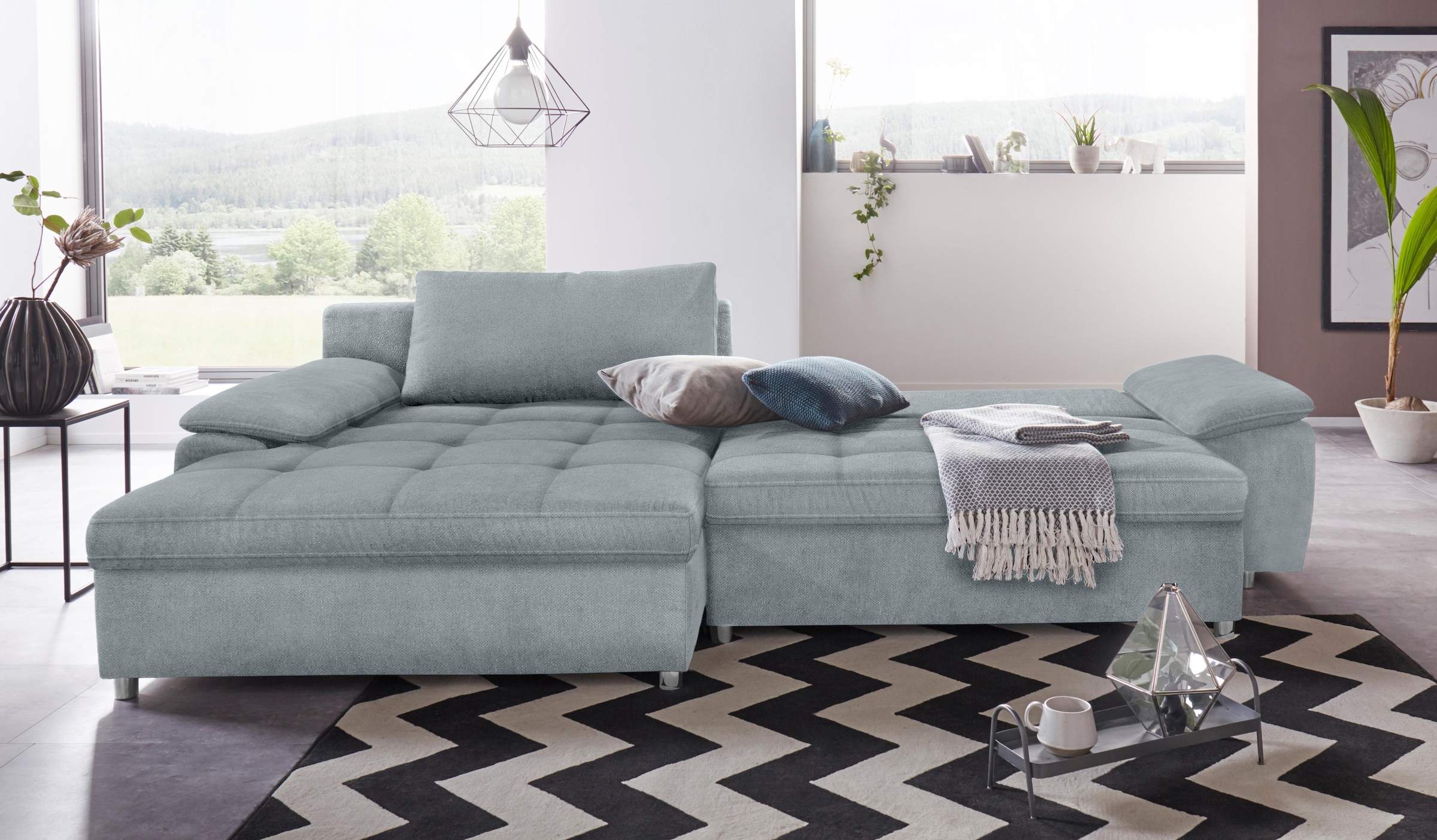 sit&more Ecksofa Labene, wahlweise mit Bettfunktion und Bettkasten, inkl. Rückenkissen