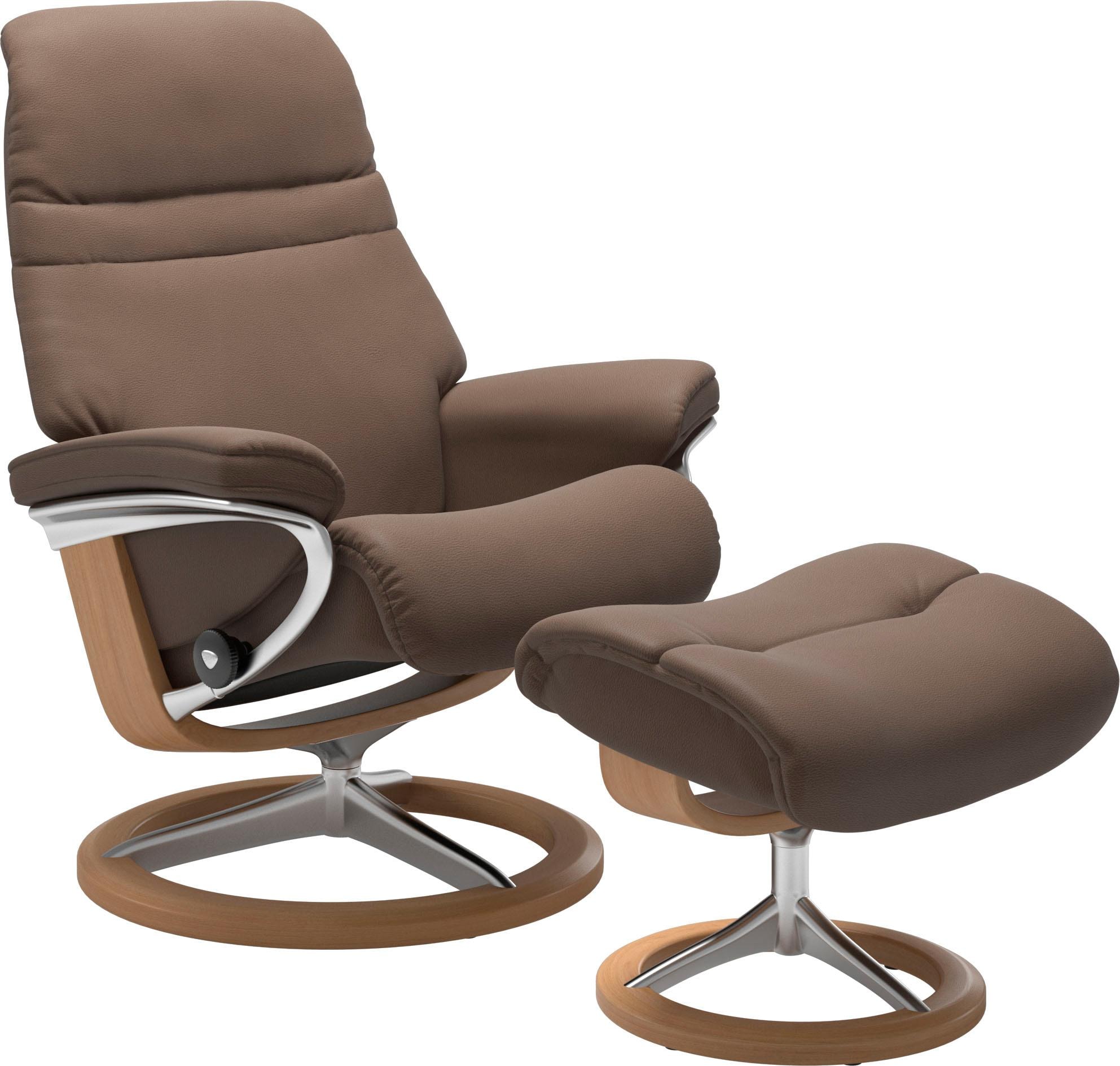 Stressless® Relaxsessel »Sunrise«, (Set, Relaxsessel mit Hocker), mit Signature Base, Größe L, Gestell Eiche