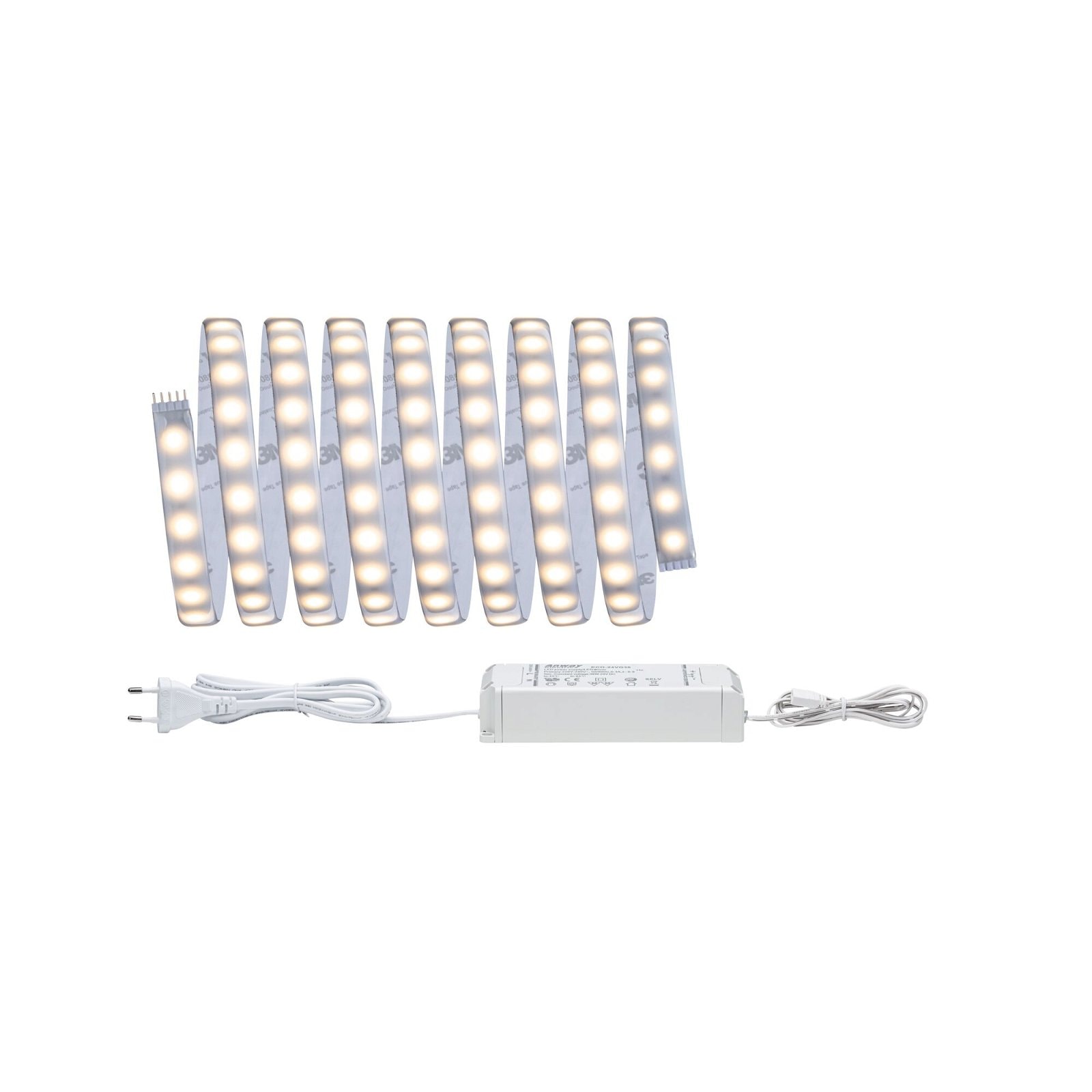 PAULMANN LED-Streifen "MaxLED 500 Basisset 3m 18W 230/24V 36VA Silber Kunststoff", Flammen 1 Stk., silber, Küche, Lichterketten, IP44 Cover 2700K