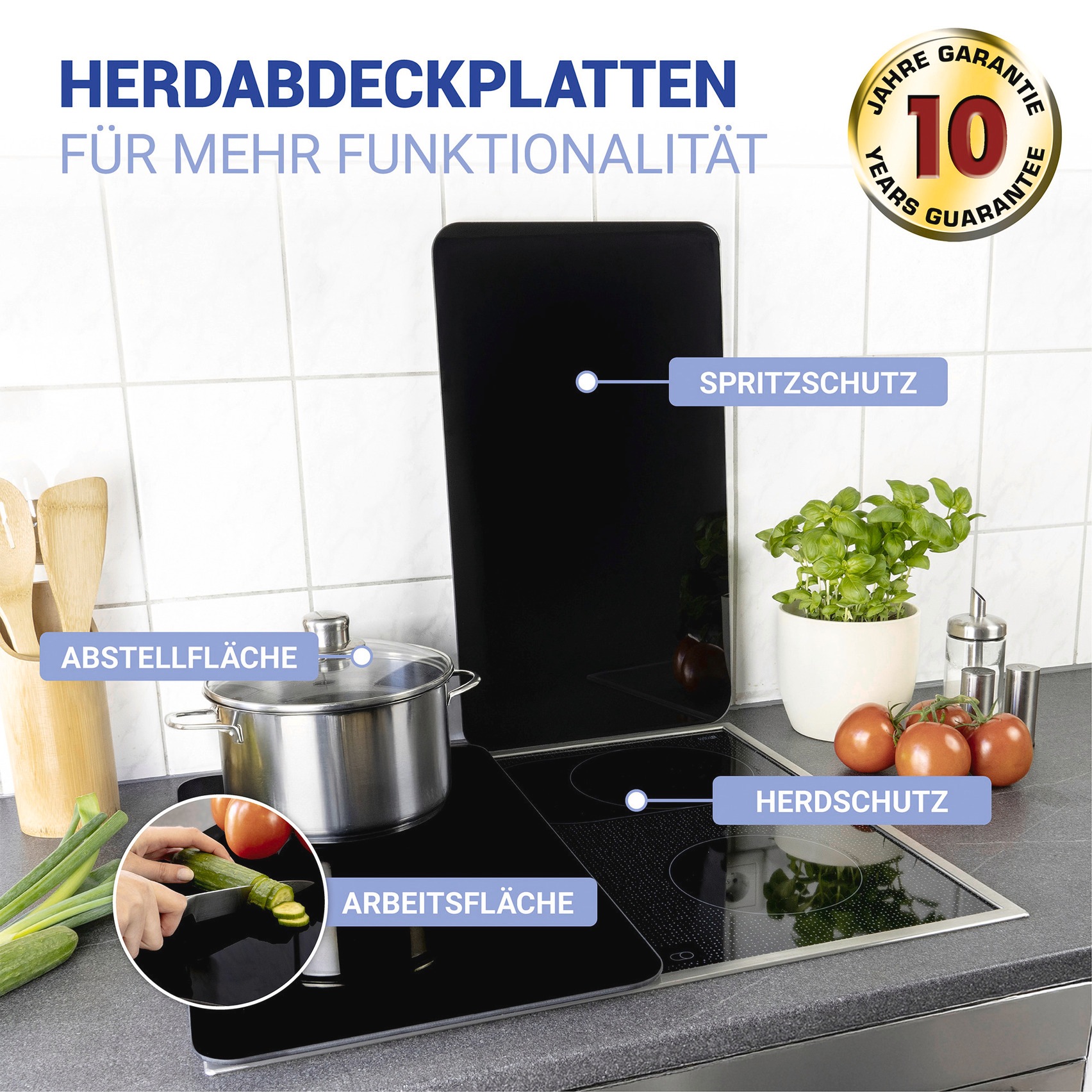 WENKO Herd-Abdeckplatte "Universal Modell Schwarz" Herdabdeckung für alle H günstig online kaufen