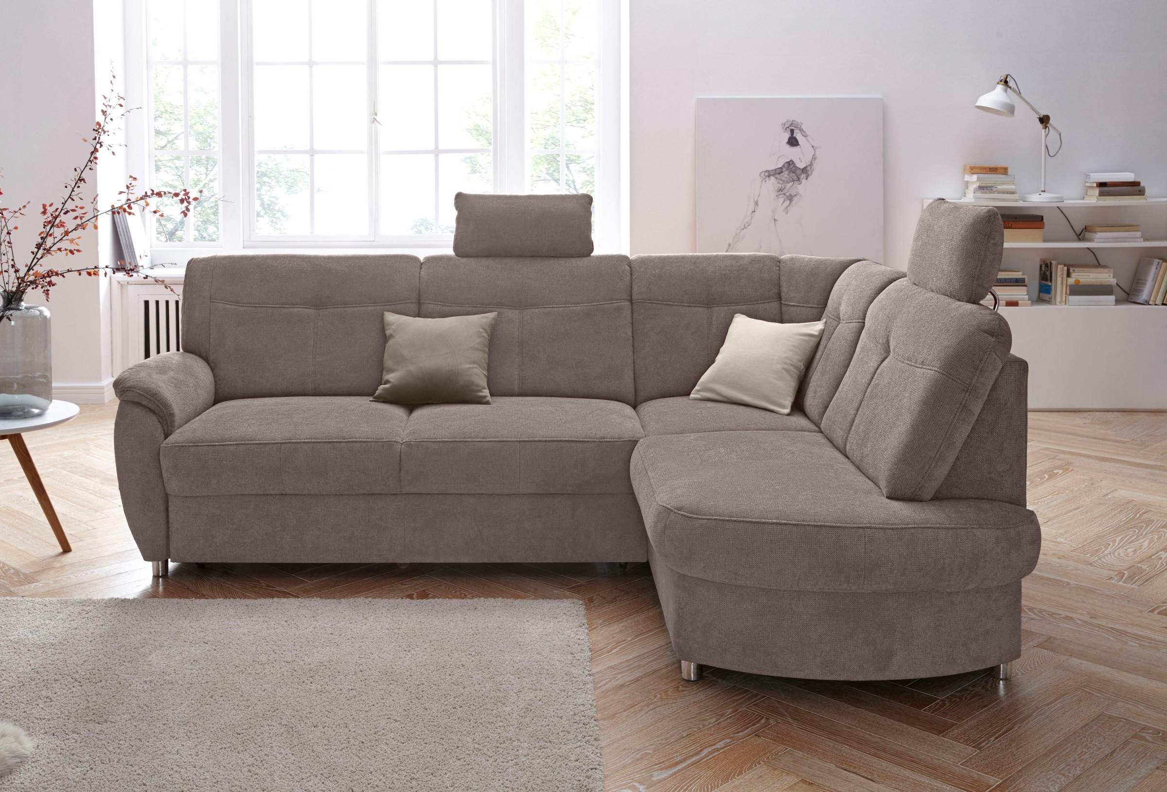 sit&more Ecksofa "Sonoma, L-Form, B: 246 cm, Bettfunktion & Bettkasten optional" Federkern, komfortable Sitzhöhe 45 cm, frei im Raum stellbar
