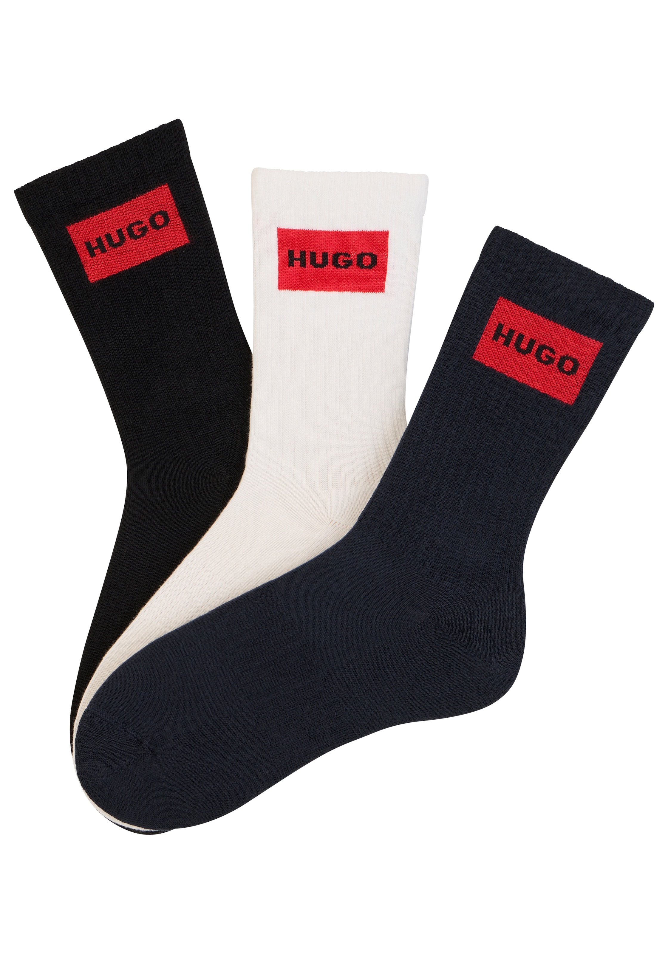 HUGO Underwear Freizeitsocken "3P QS RIB LABEL" Packung, 3er, 3 Paar tlg. m günstig online kaufen