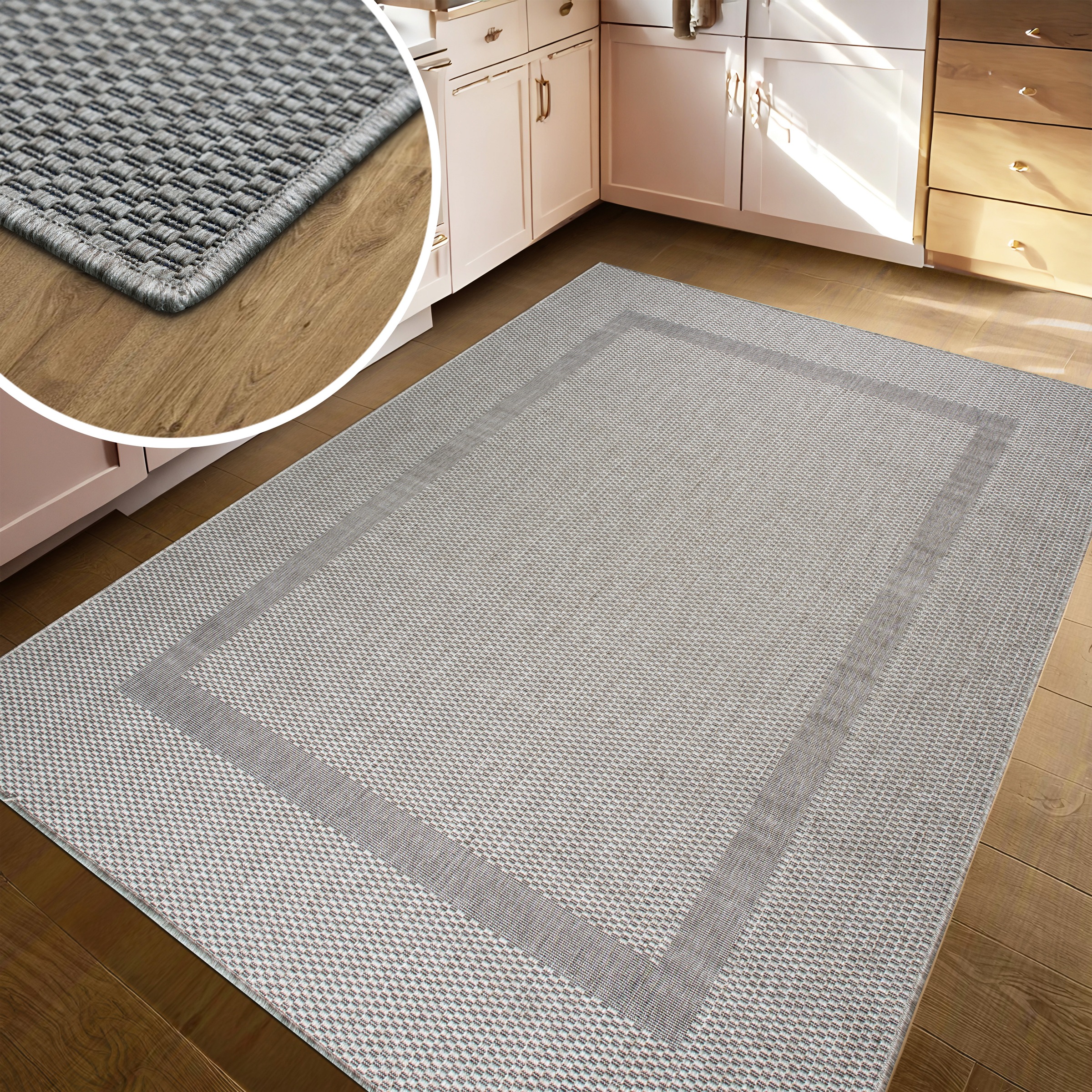 my home Teppich »Venedig Bordüre auch als Läufer erhältlich«, rechteckig, 3 mm Höhe, In- und Outdoor geeignet, Sisal-Optik, Wetterfest & UV-beständig