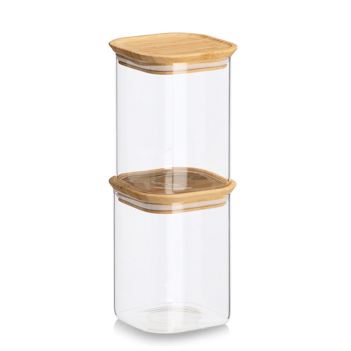 Zeller Present Vorratsglas »Vorratsglas-Set mit Bambusdeckel, 6tlg.« 3x 11x11x9,5 (600 ml), 2x 11x11x14 (950 ml), 1x 11x11x28 (2.150 ml) cm