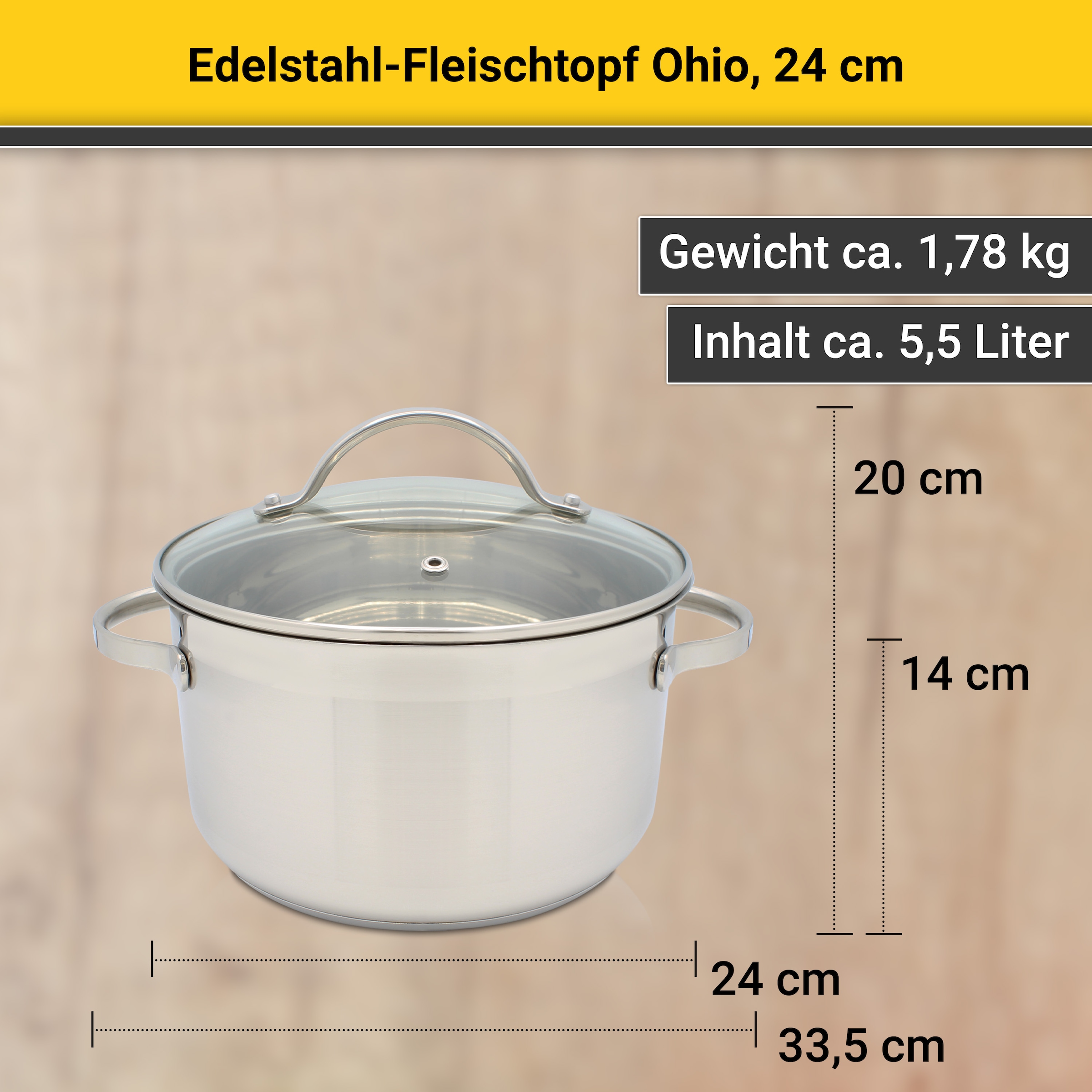 Krüger Fleischtopf »Ohio«, Edelstahl, (1 tlg.), für Induktions-Kochfelder geeignet