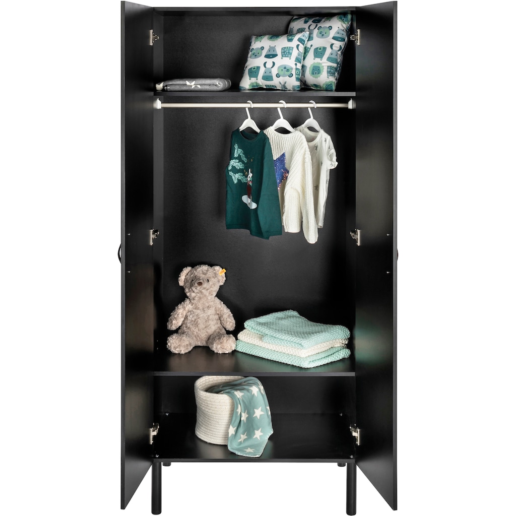 Schardt Babyzimmer-Komplettset »Camiel Black«, (Set, 3 St., Kinderbett, Schrank, Wickelkommode)