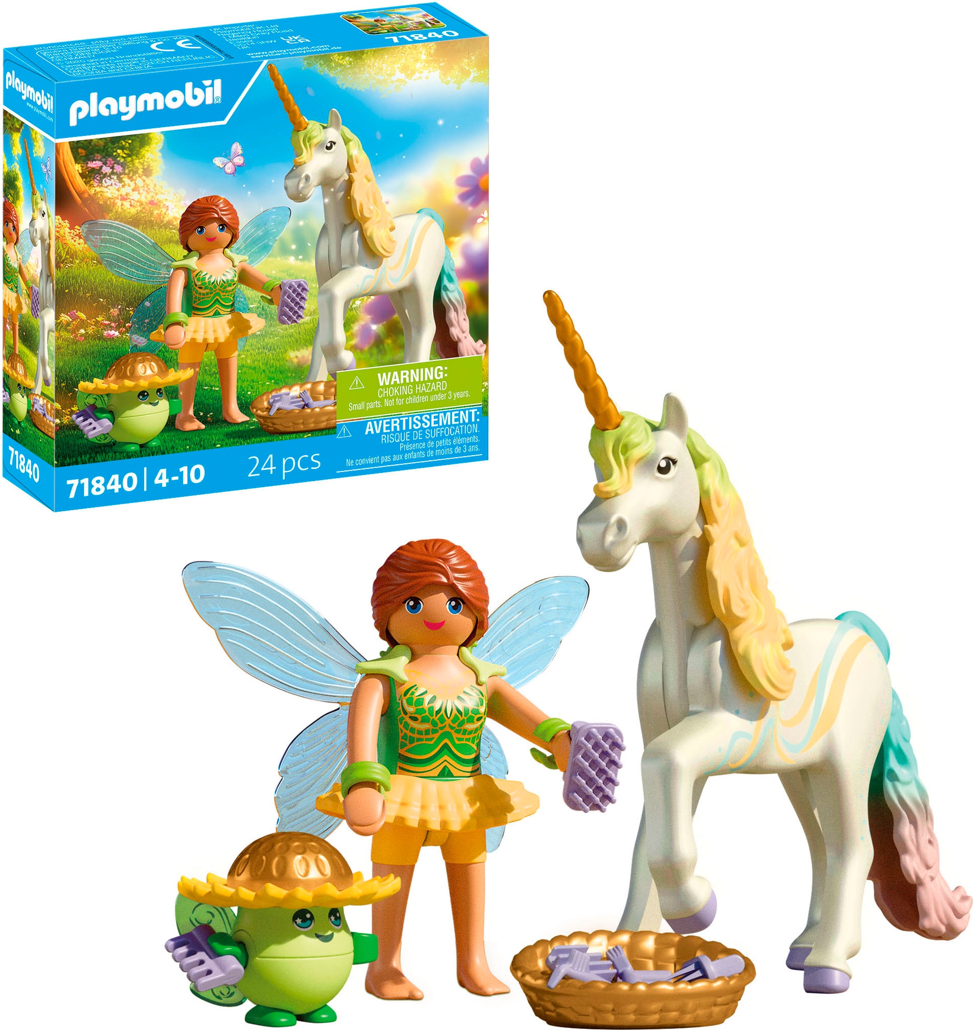 Playmobil® Konstruktions-Spielset »Sammeleinhorn, Regenbogenblume mit Fee (71840), Princess Magic«
