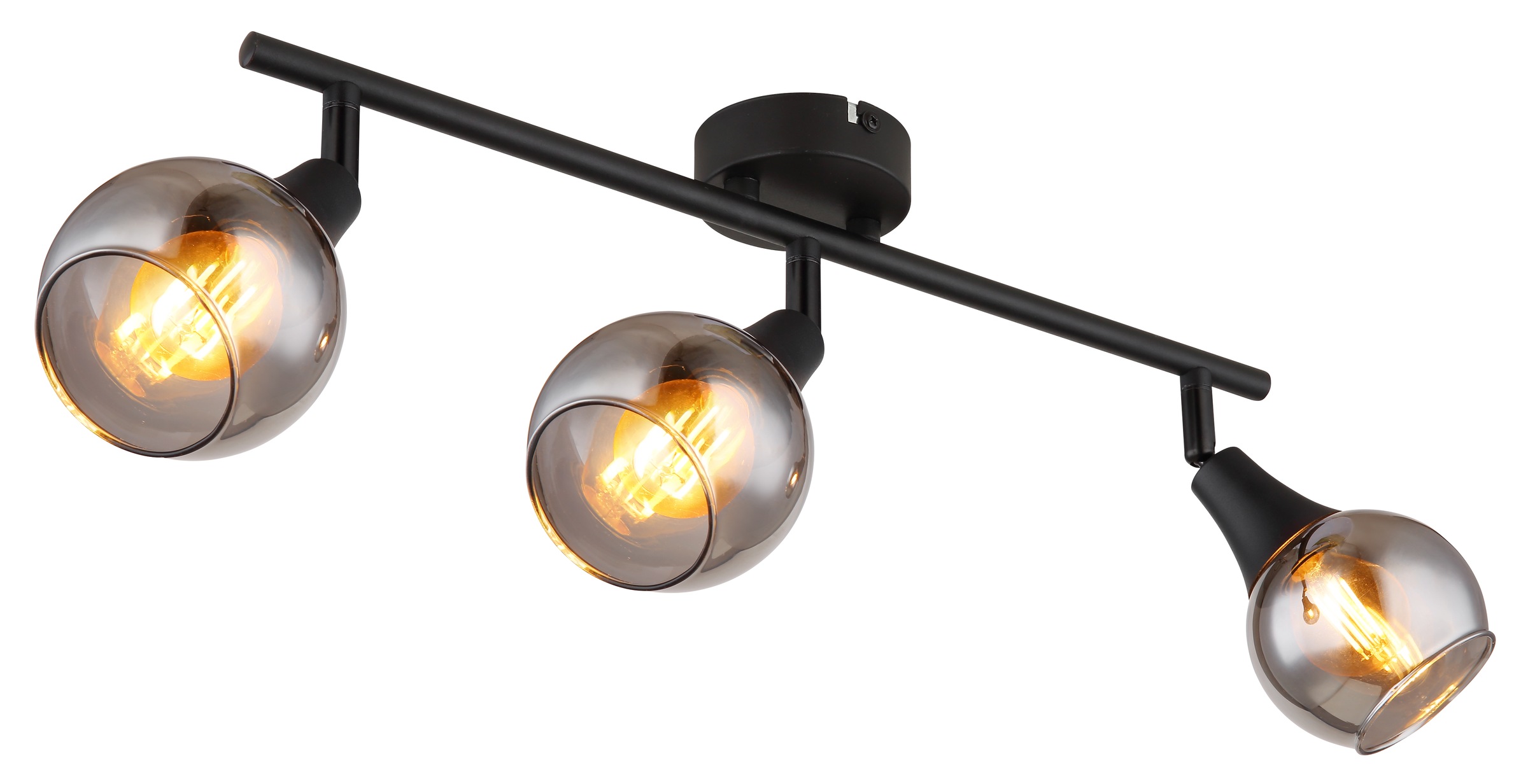 GLOBO LIGHTING Deckenstrahler »GLYPTAR«, Leuchtmittel E14 | ohne Leuchtmittel, Deckenspot/schwarz/Glas rauchfarben/Wohnzimmer/Flur