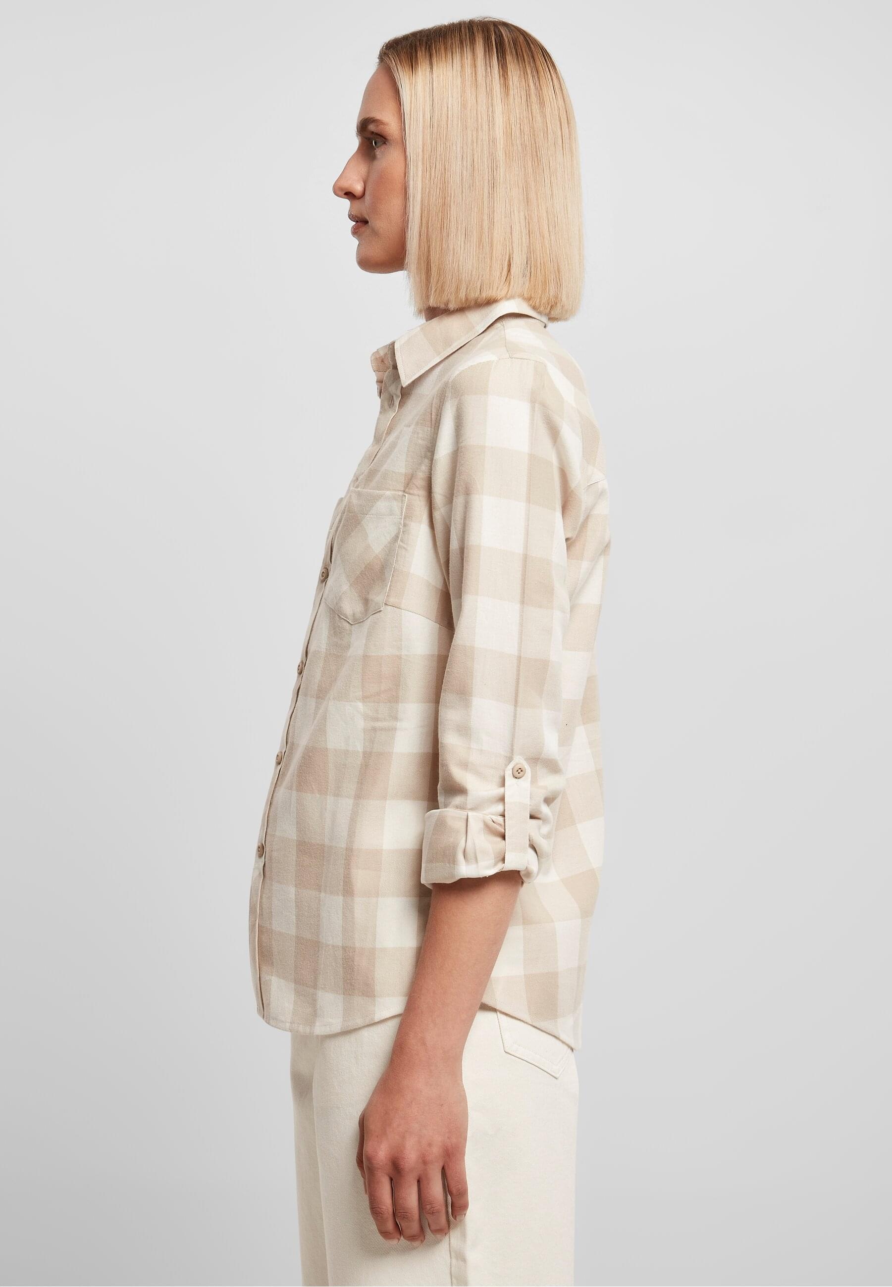 URBAN CLASSICS Langarmhemd »Urban Classics Damen Ladies Turnup Checked Flanell Shirt«, (1 tlg.)