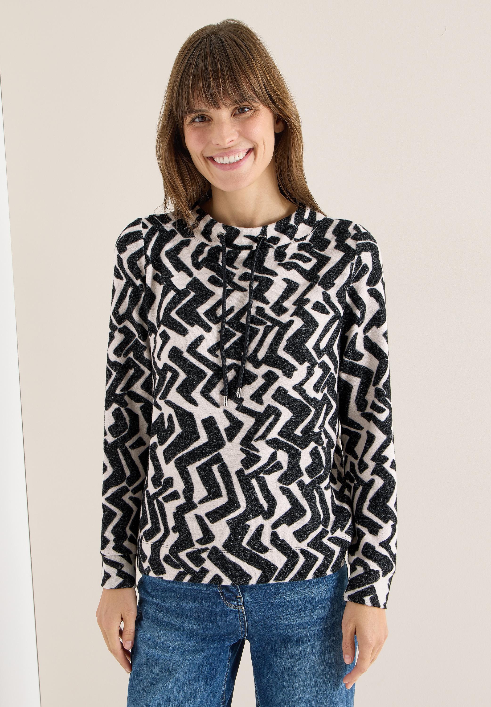 Cecil Langarmshirt mit Seitlichen Einschlitzen am Saum günstig online kaufen