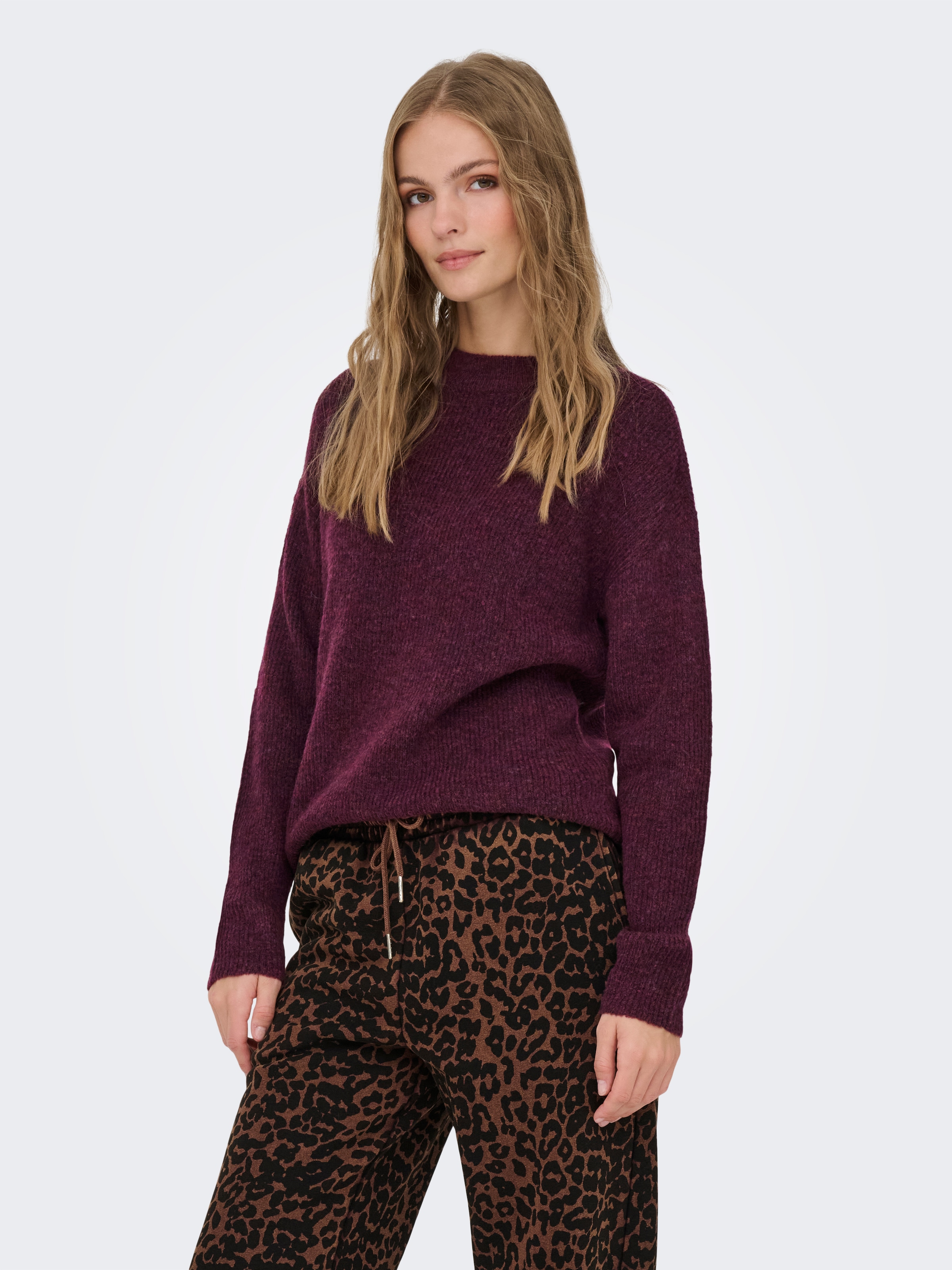 ONLY Strickpullover »ONLCAMILLA O-NECK L/S PULLOVER KNT« Materialmix, regular fit