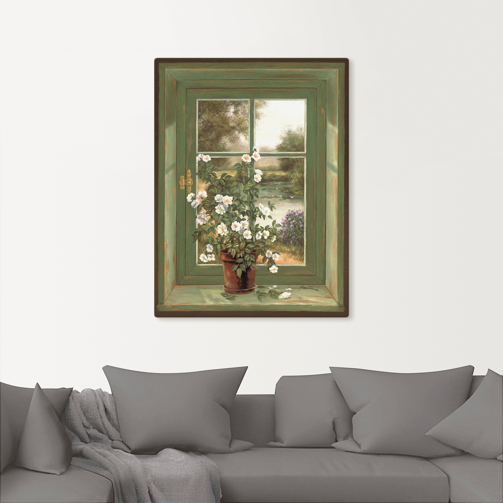 Artland Wandbild »Wildrosen am Fenster«, Arrangements, (1 St.), als Alubild, Outdoorbild, Leinwandbild, Poster, Wandaufkleber