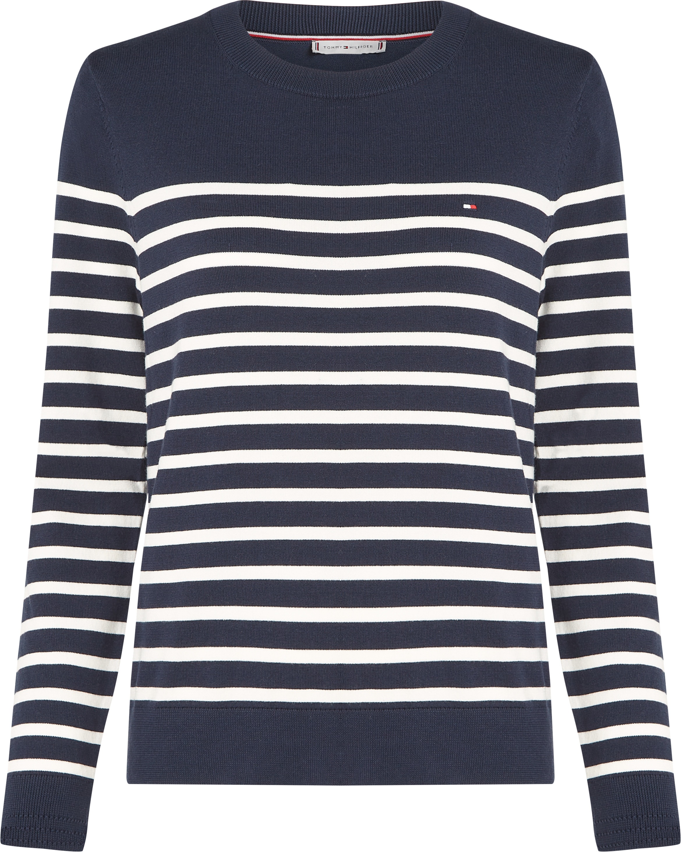 Tommy Hilfiger Rundhalspullover »CO JERSEY STITCH LS C-NK SWT«, mit Logostickerei