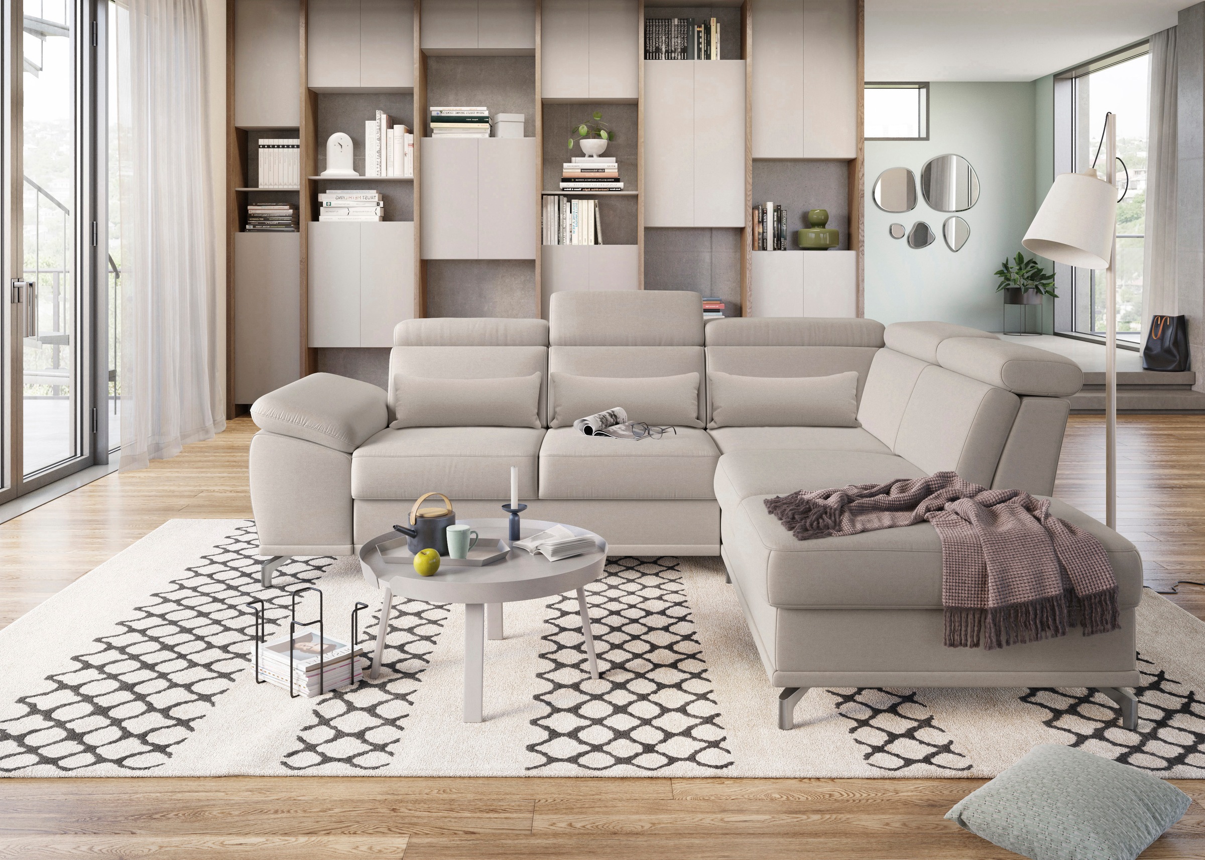 SIT & MORE Cabrio L-Shape Corner Sofa with Sleep Function & Storage