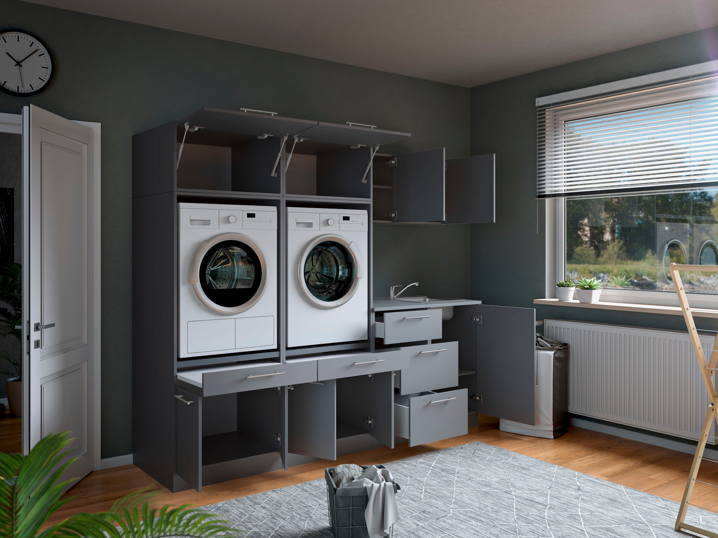 Laundreezy Mehrzweckschrank-Set »Laundreezy, 8-tlg. Mehrzweckschrank-Set B/H/T 236/200/68 cm« 8 Stk. tlg.