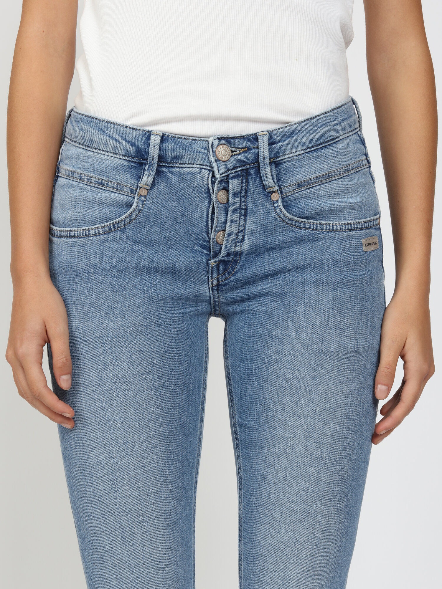 GANG Skinny-fit-Jeans »94MEDINA« mit halbverdeckter Knopfleiste