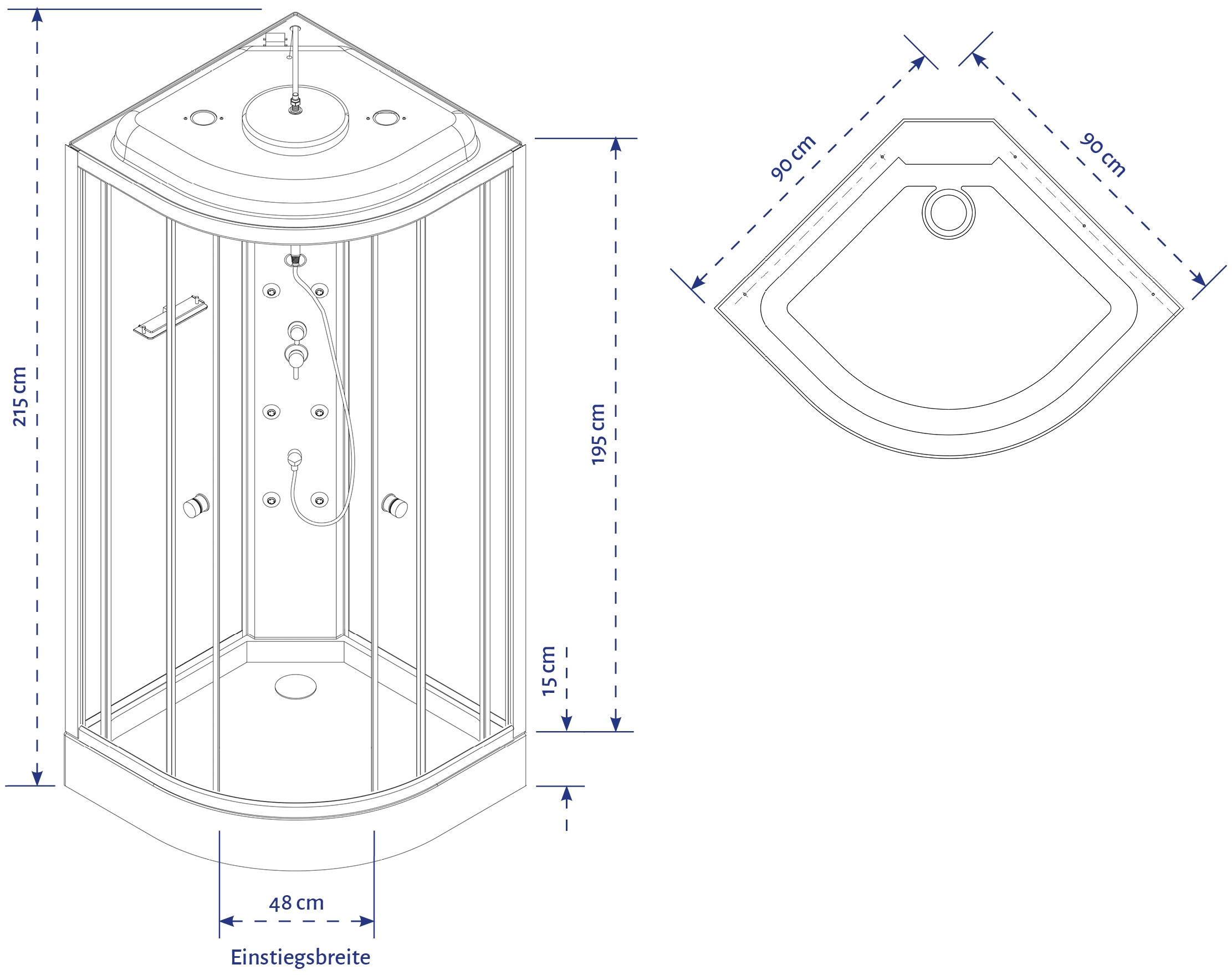Marwell Komplettdusche »Black Round« inkl. Armaturen