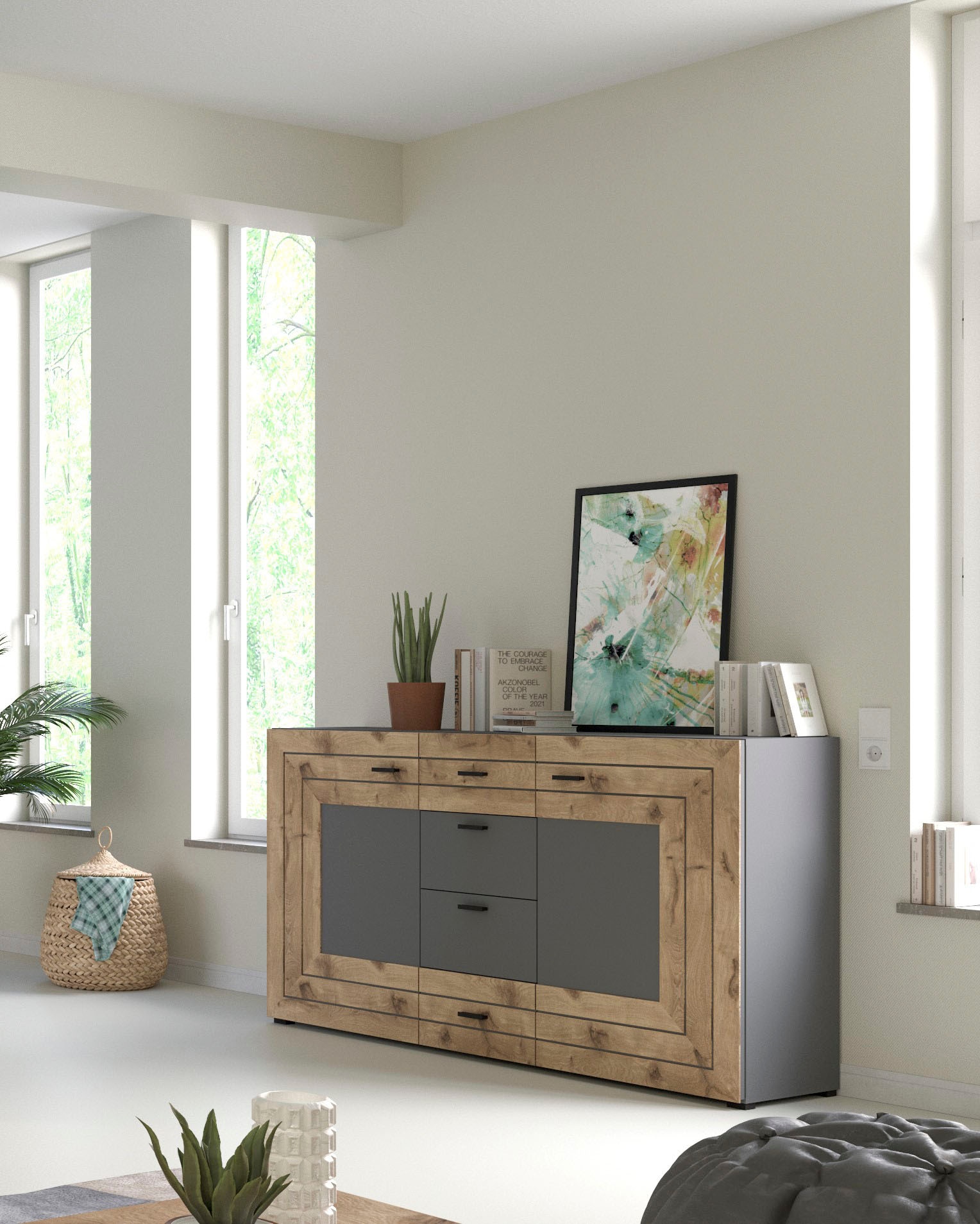 INOSIGN Sideboard »Aalborg, Breite 160 cm, 4 Schubkästen, 2 Türen, 6 Fächer, Metallgriffe«, Anrichte, Schrank, Kommode, Wohnmöbel
