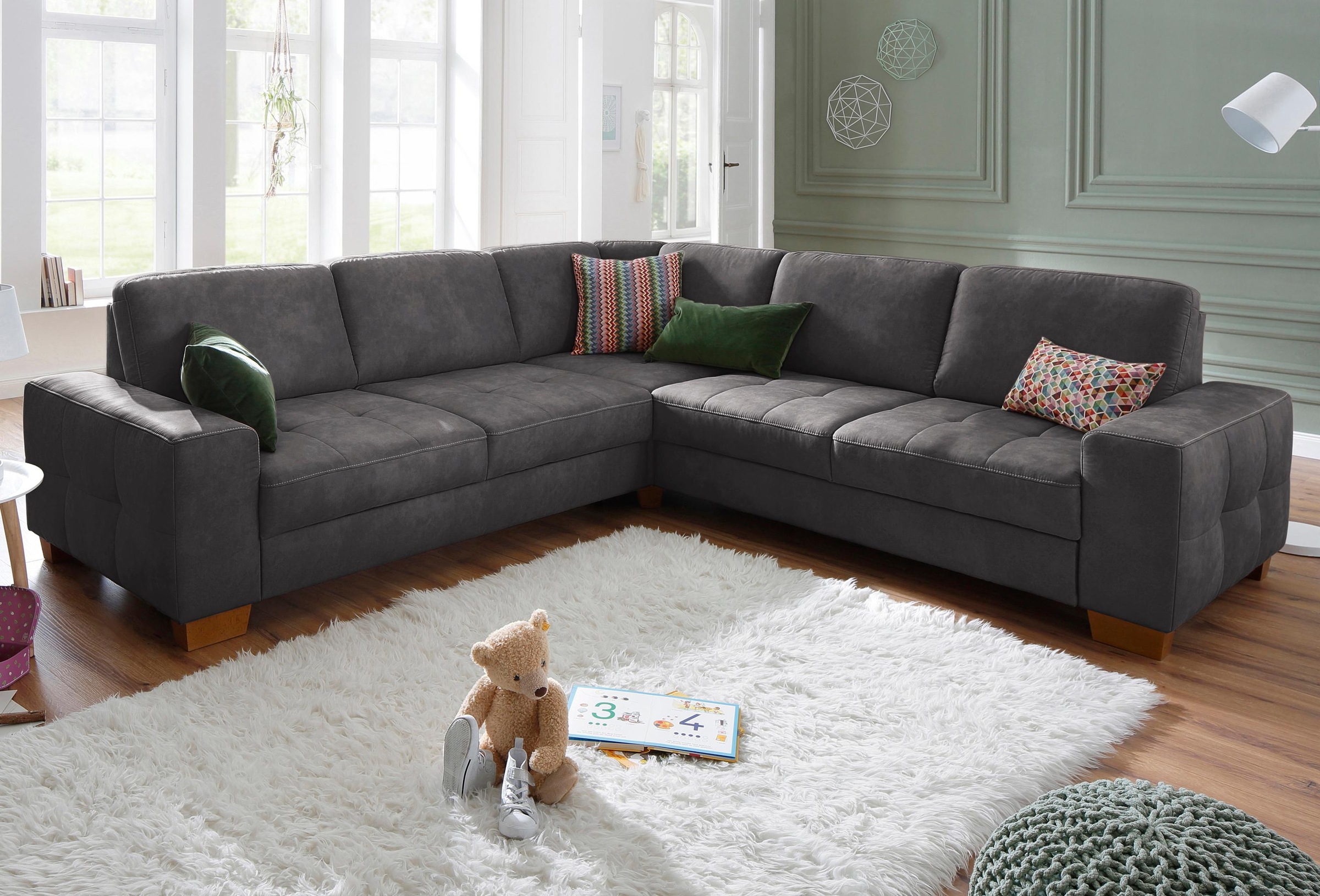 Home affaire Ecksofa »Puccini L-Form«, mit Federkern, Sitztiefenverstellung, Kontrastnaht