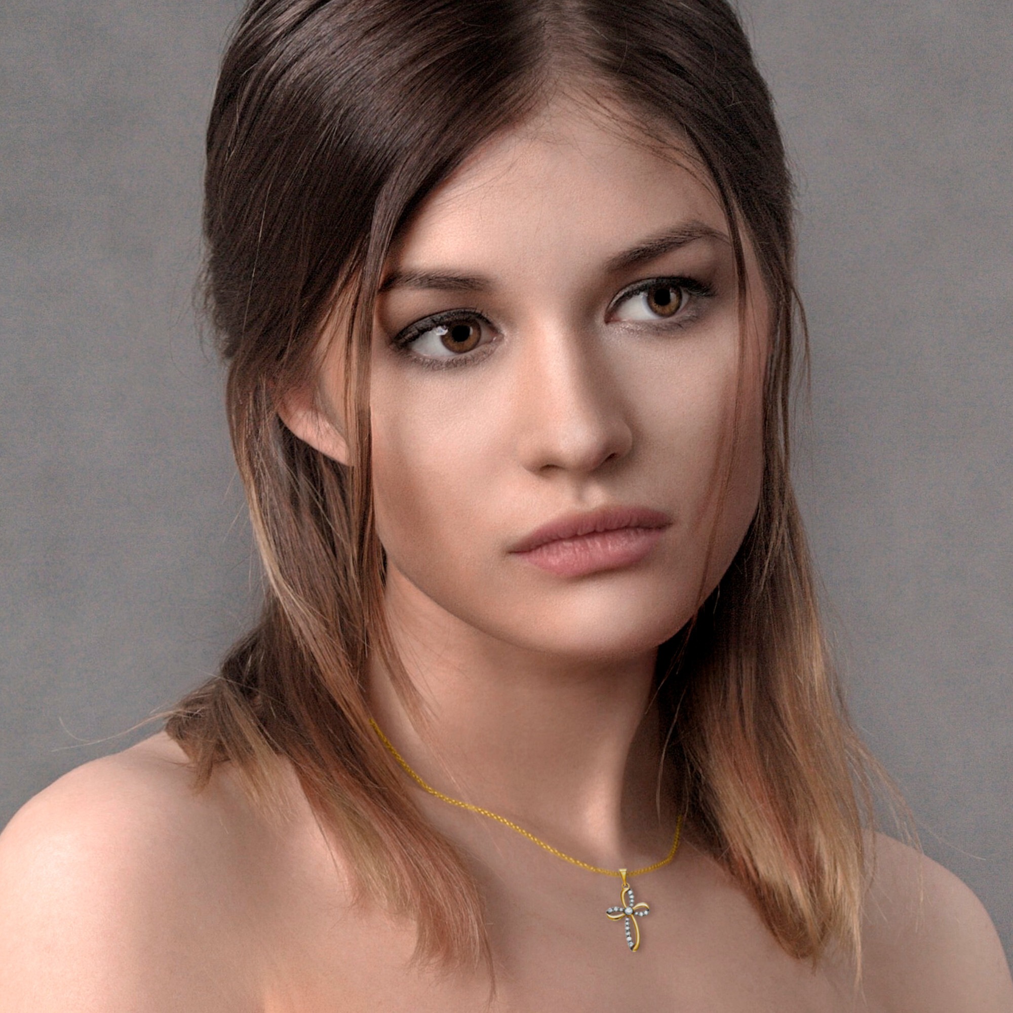 Gelbgold«, Kreuz Halskette online Anhänger Damen mit Schmuckset »Zirkonia - ELEMENT kaufen | 333 verstellbarer Set Kette ONE aus mit BAUR Anhänger