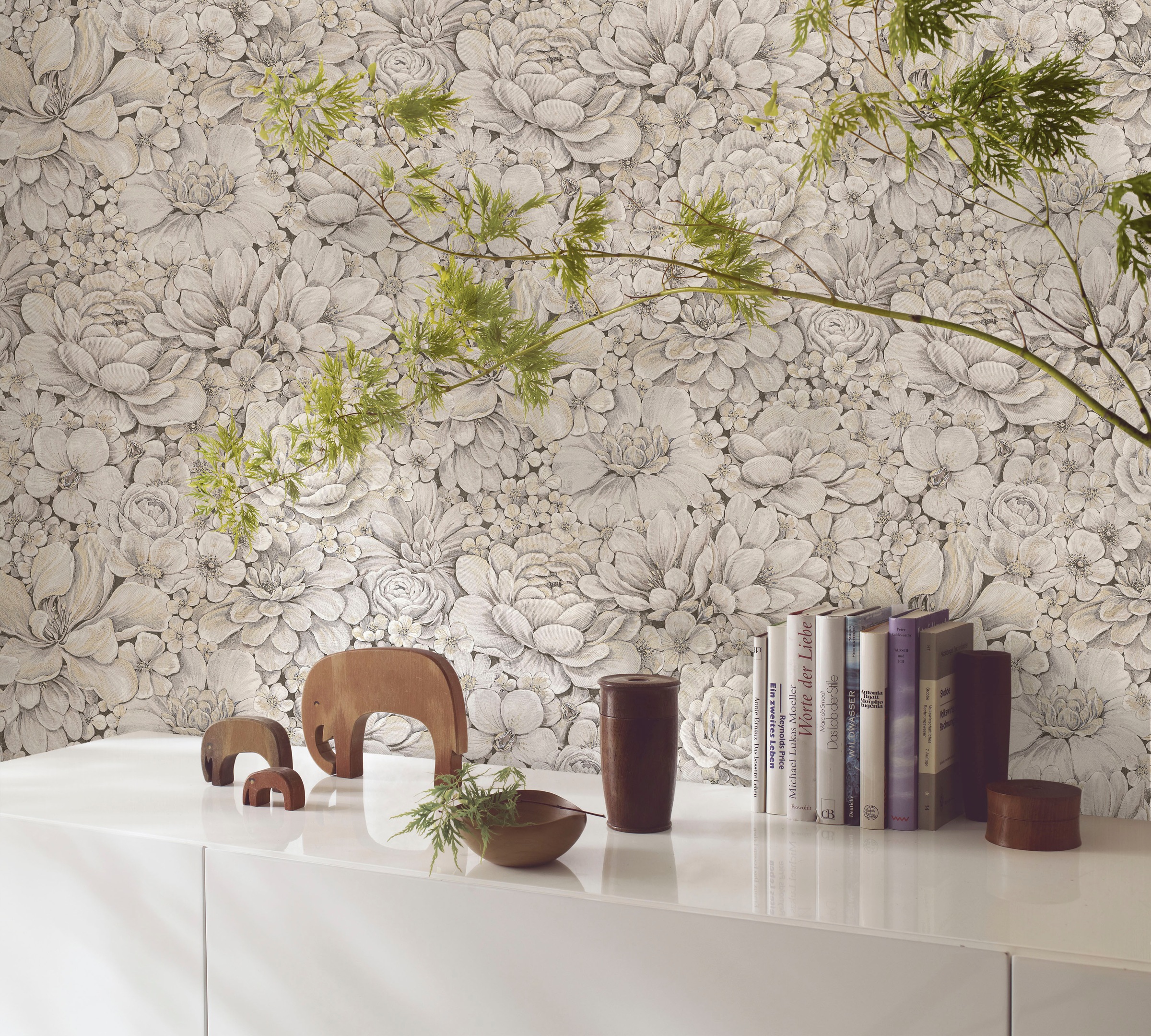 Marburg Vliestapete »Flower«, matt, Blattmotiv moderne Tapete für Wohnzimmer Schlafzimmer Küche