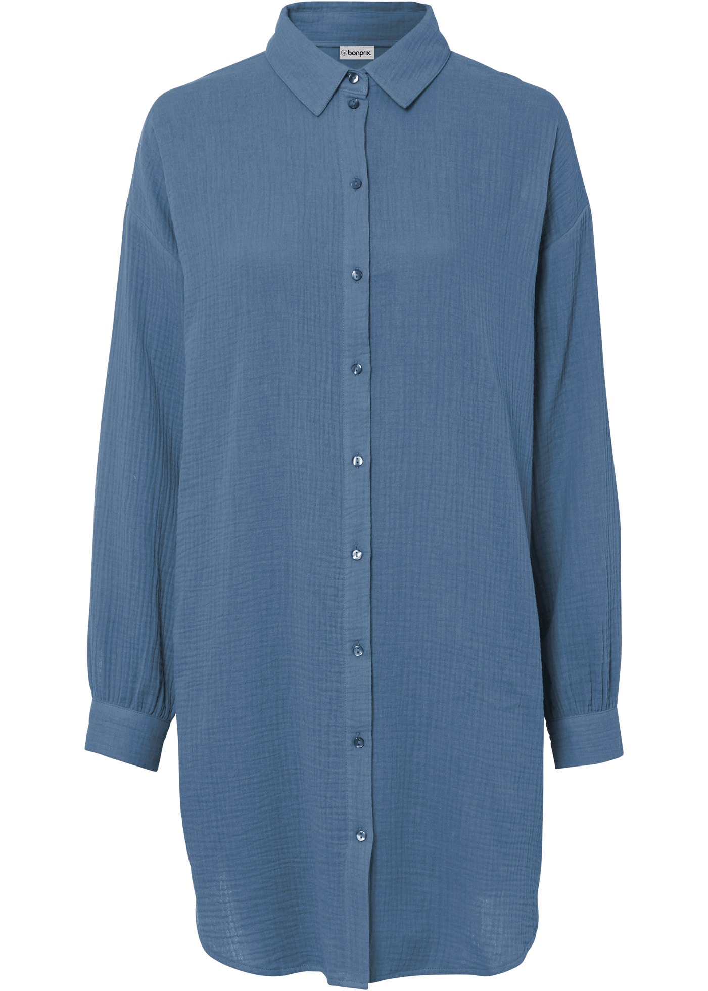 bonprix Longbluse Oversize-Passform, aus Baumwoll-Musselin, mit langem Arm