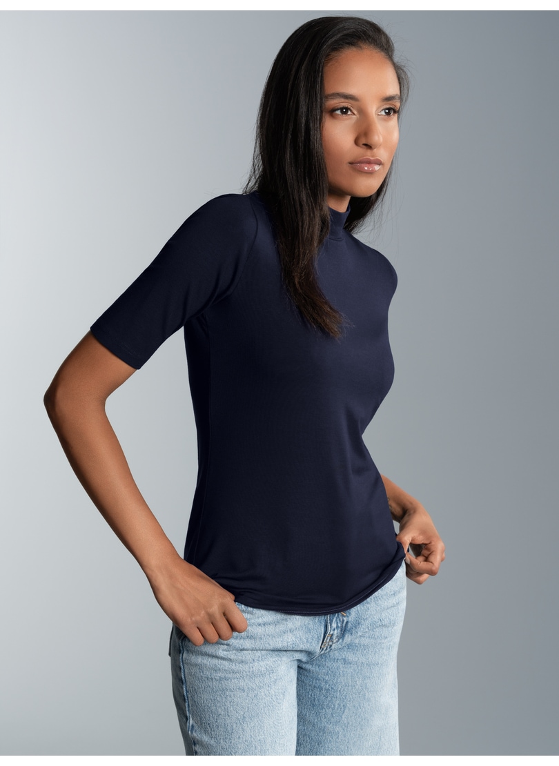 Trigema T-Shirt »TRIGEMA T-Shirt mit elastischem Stehkragen«, (1 tlg.)