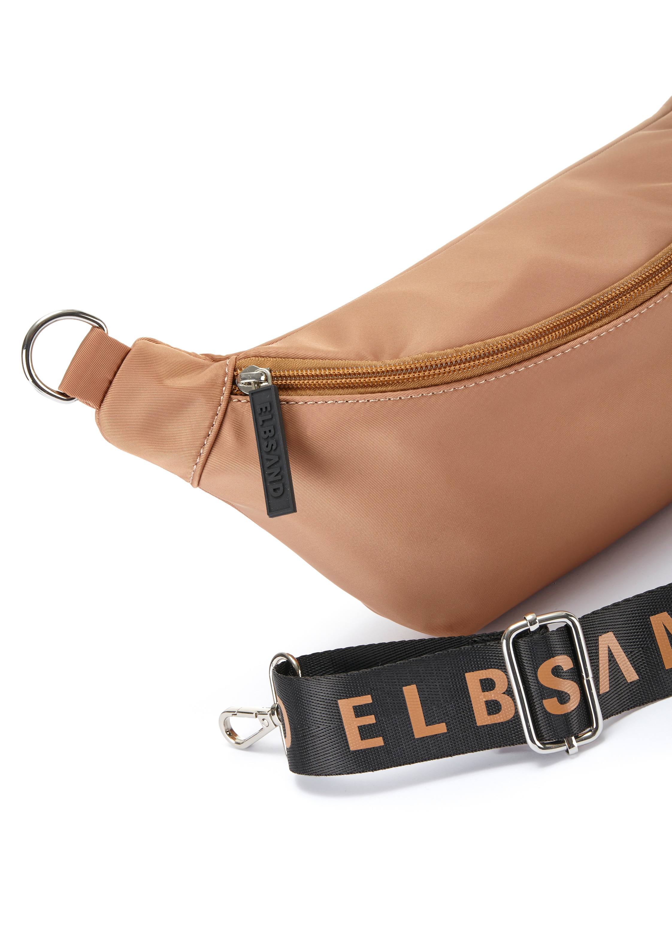 Bauchtasche ELBSAND "Umhängetasche", Damen, Gr. B/H/T: 32cm x 14cm x 10cm, braun (camel), Stoff, Textil, clean, unifarben, Taschen, Crossbody Bag, Gürteltasche, Brusttasche, Hüfttasche VEGAN 3