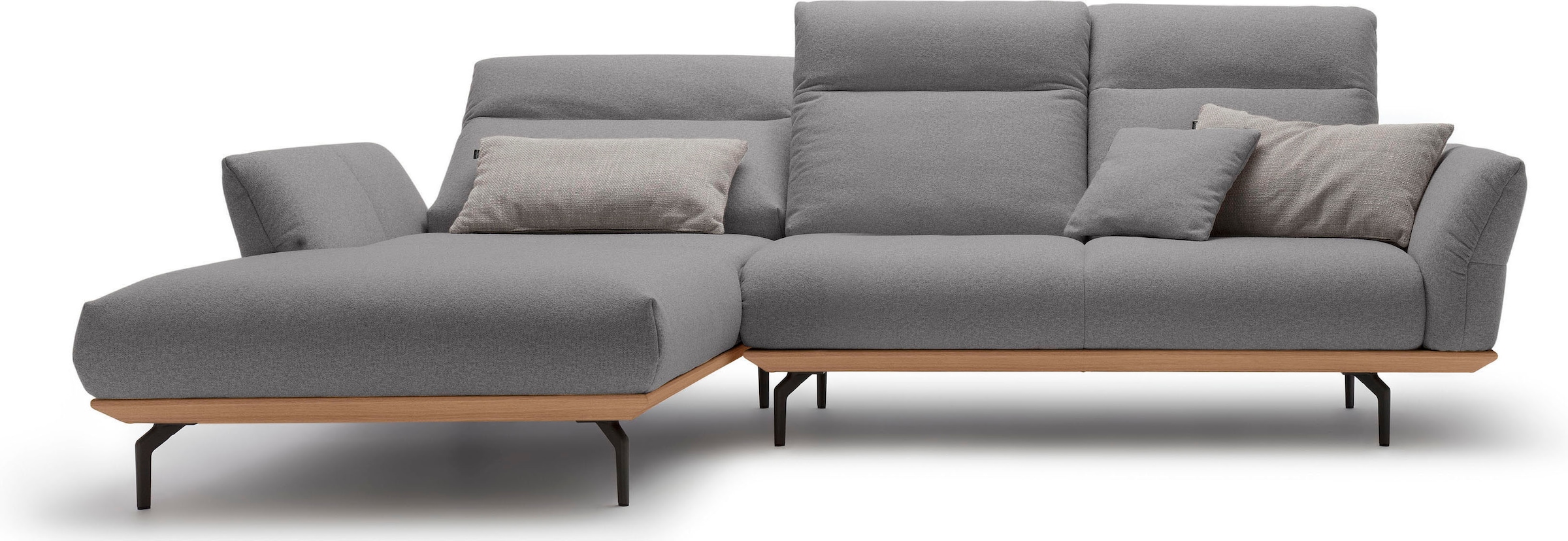 Creation BY ROLF BENZ Ecksofa »CR.460«, Sockel in Eiche, Alugussfüße in umbragrau, Breite 298 cm